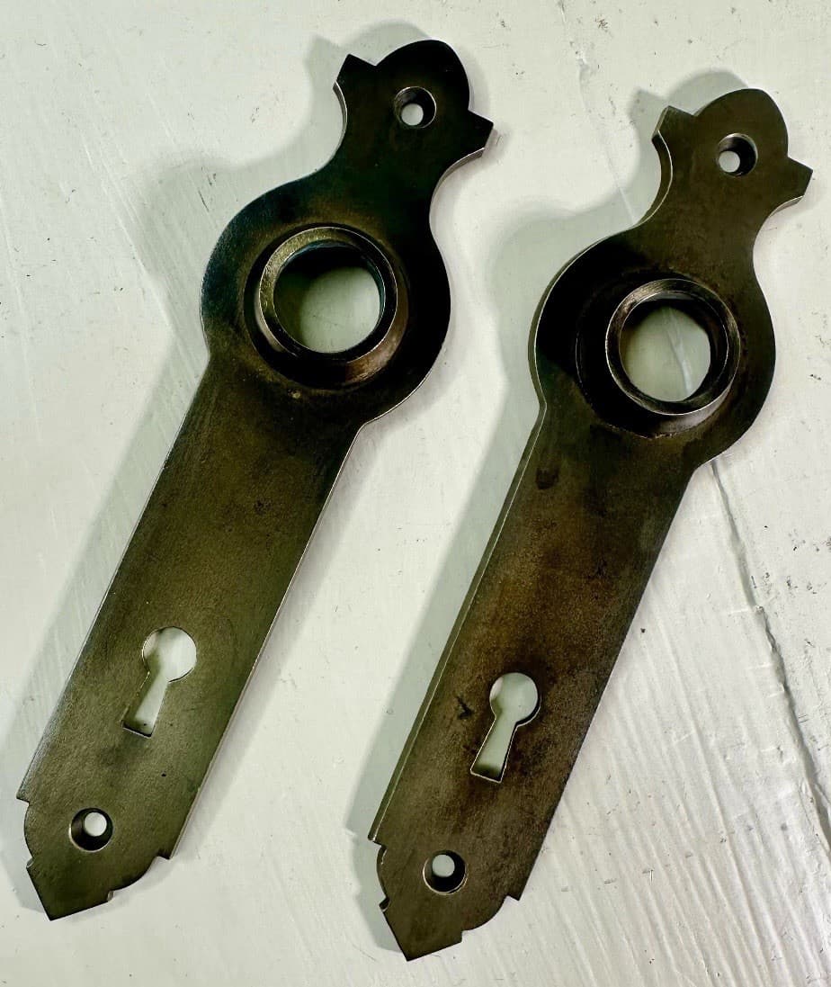 2 Vintage Heavy Bronze Art Deco Door Plates