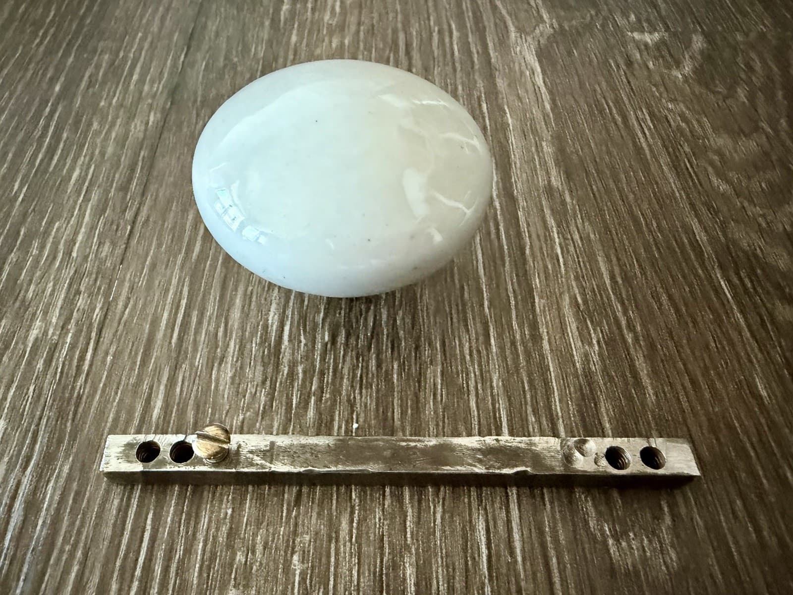 Antique White Porcelain Door Knob w/ Steel Post 2.25” Architectural Salvage