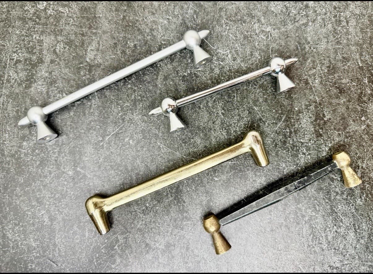 Vintage Drawer Pull Set Mixed Metal Cabinet Handles MCM Brass Chrome Lot