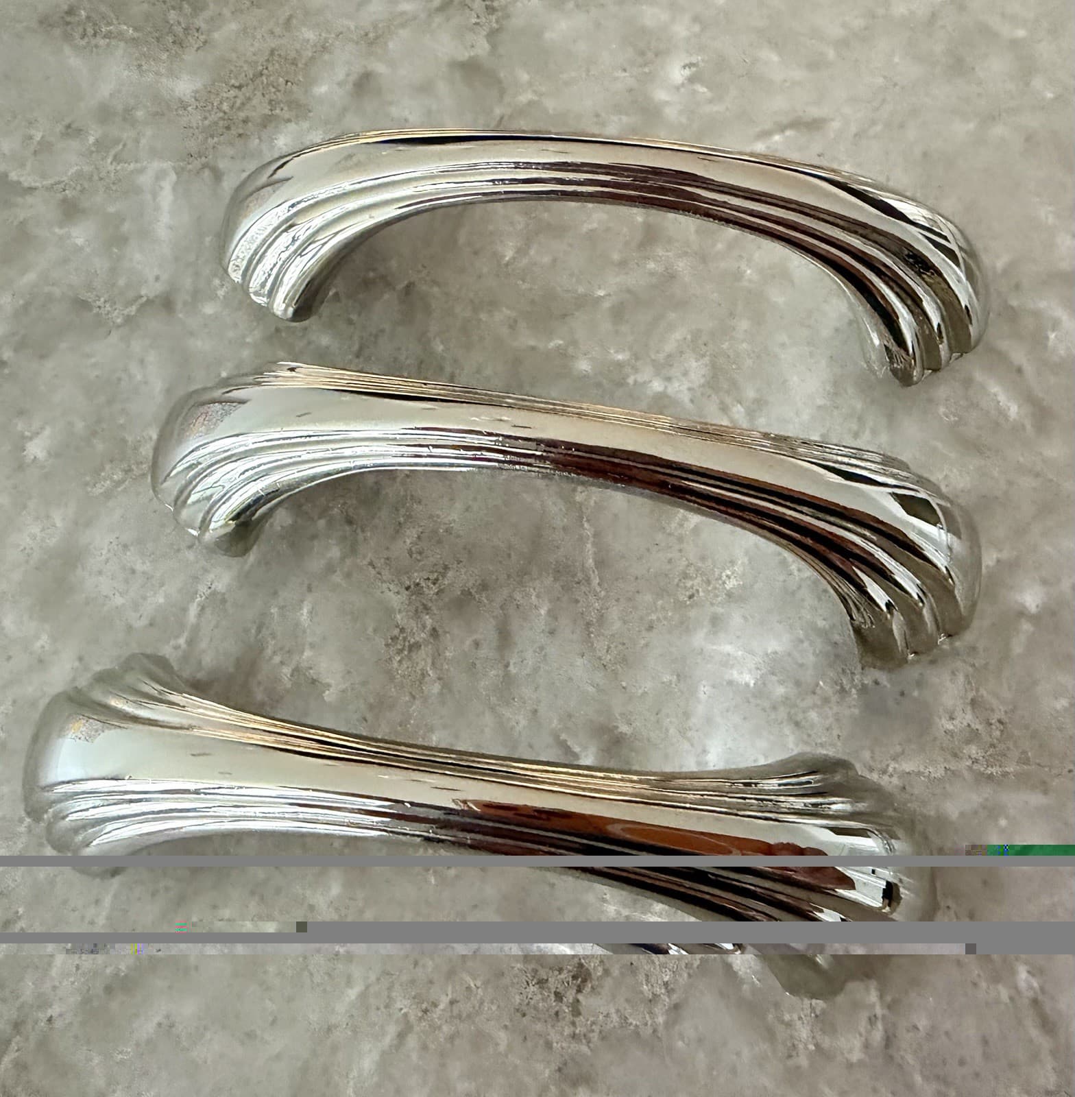 Vintage Chrome Streamline Drawer Pulls | Mid-Century Cabinet Hardware (Set of 3)