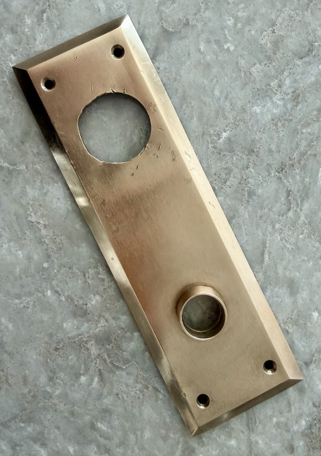 Vintage Solid Brass Door Backplate Escutcheon 2-1/2 x 8 Craftsman Antique