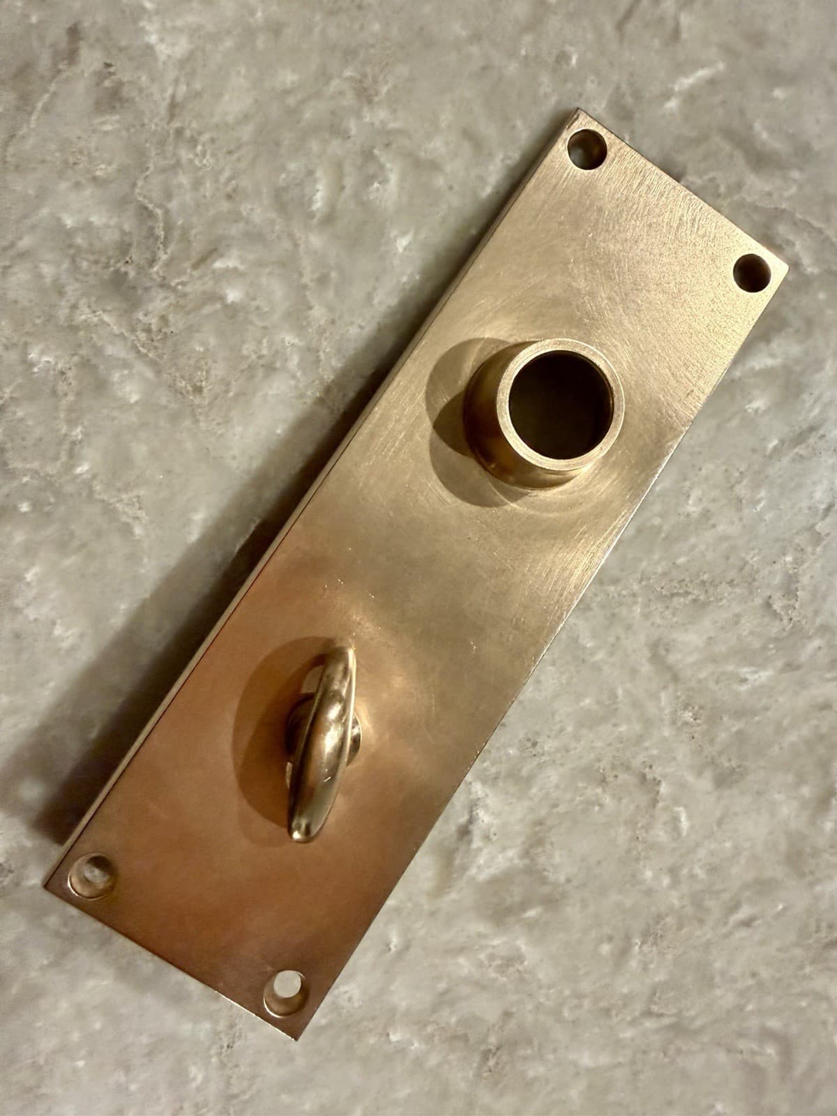 Vintage Yale Solid Brass Bathroom Thumb Turn Back Plate 6-3/4” x 2-1/8”