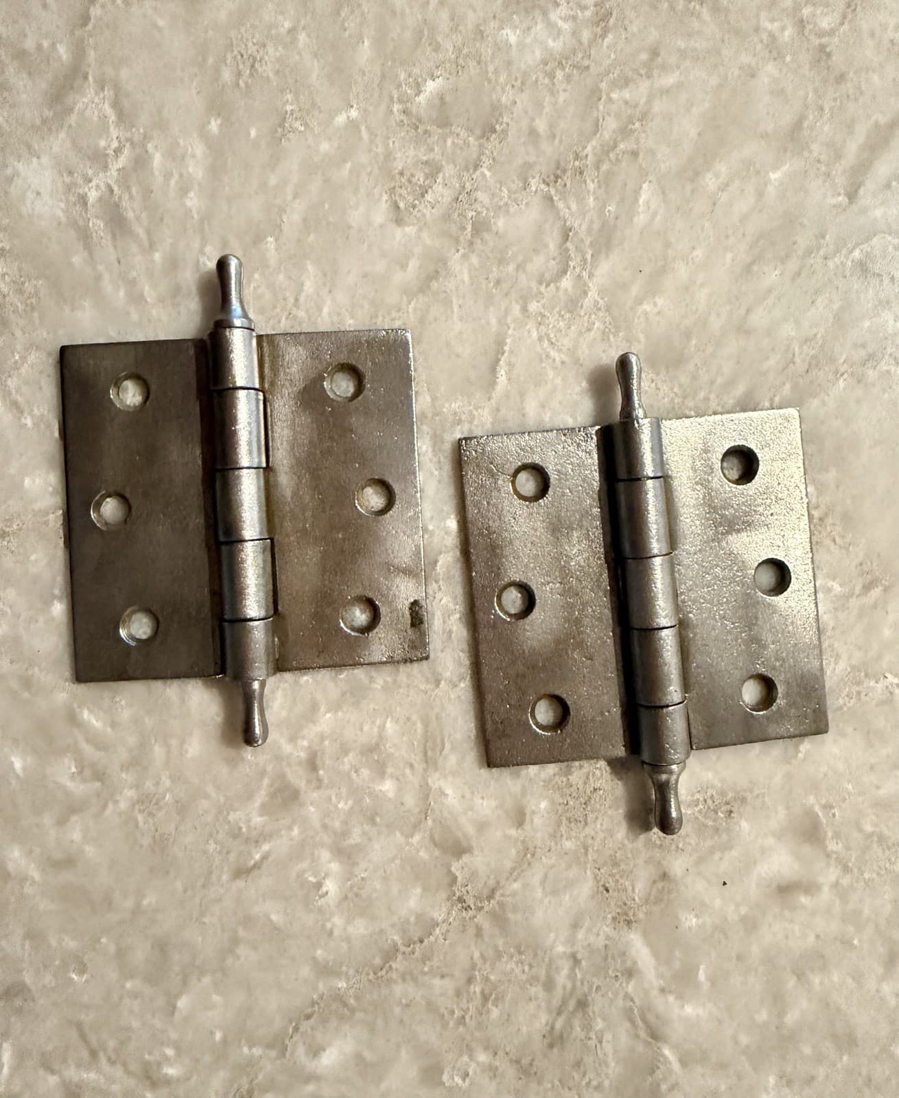 Antique Stanley SW Sweetheart 3”x3”Cast Iron Loose Pin Door Hinges Pair USA