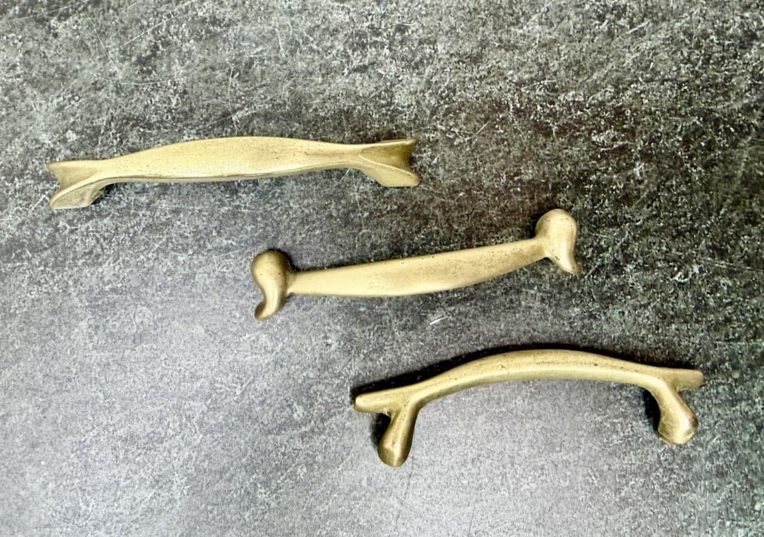 Set of 3 MCM Brass Drawer Pulls – Vintage. 3” Centers