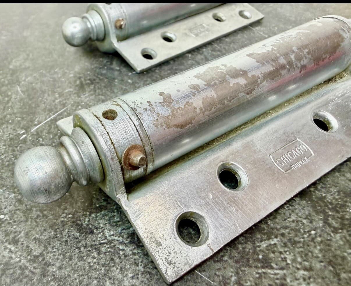 Vintage Chicago Triplex 4x3 Spring Hinges Double Action Saloon Door Pair
