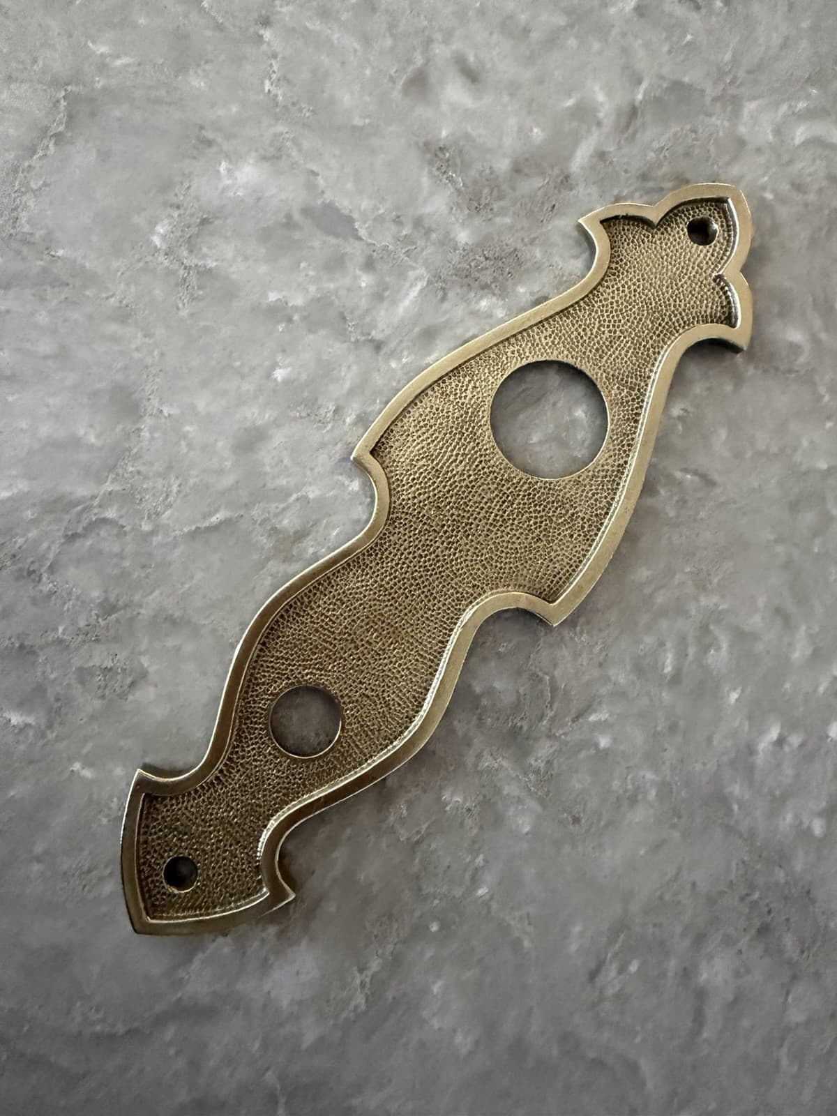 Vintage Solid Cast Brass Door Backplate Escutcheon 9” Hammered 4” CTC