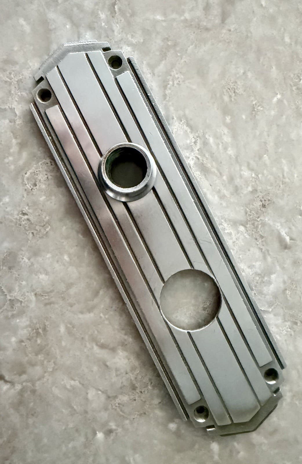 Vintage Corbin Art Deco Nickel Door Plate Escutcheon 8-3/4” 3” CTC