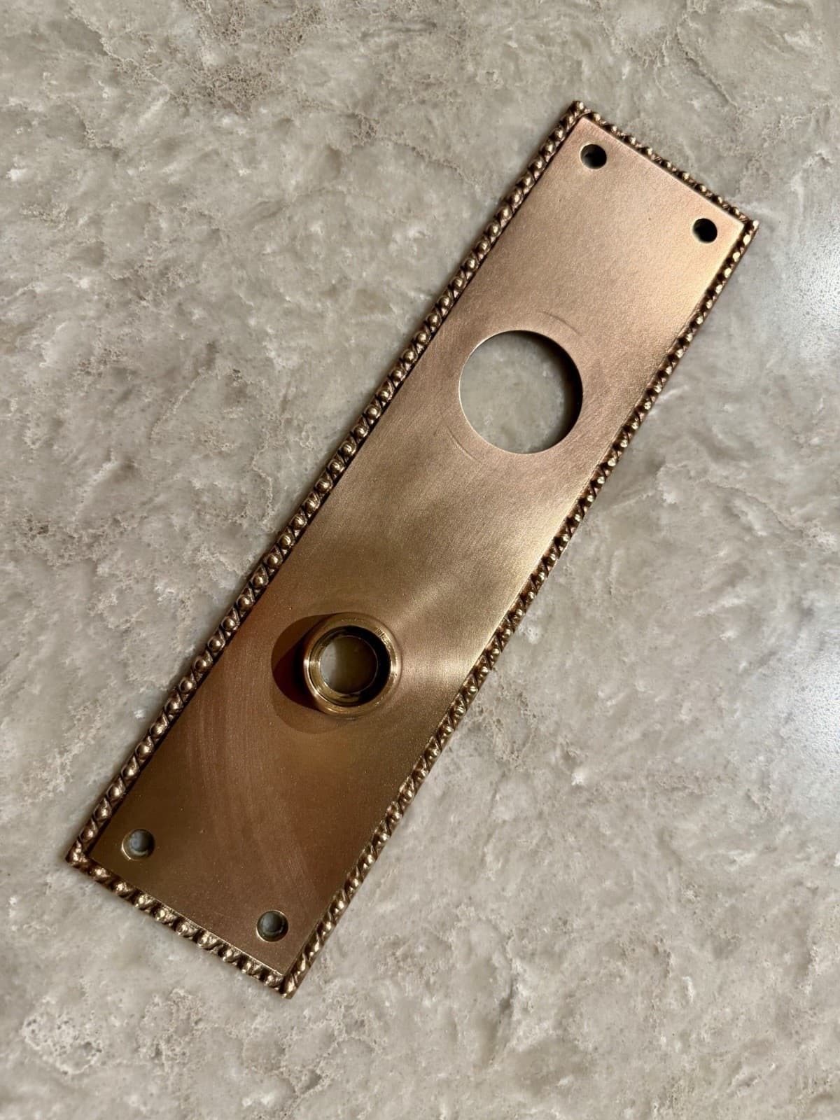 Antique M.W. Co. Solid Brass Door Back Plate Escutcheon Rope Border 9-1/4”