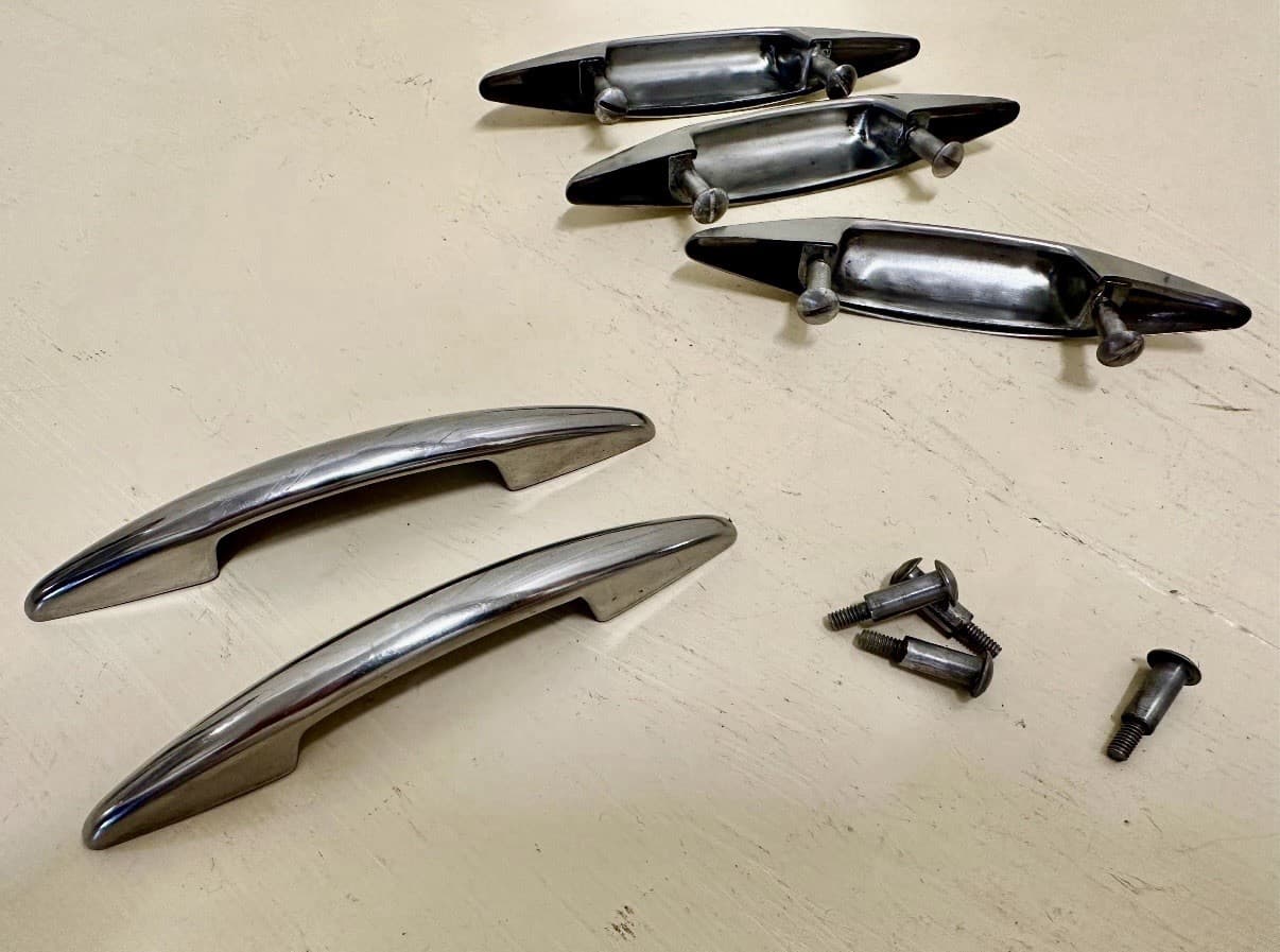 Lot of 5 MCM Chrome Drawer Pulls - Cleaned & Polished