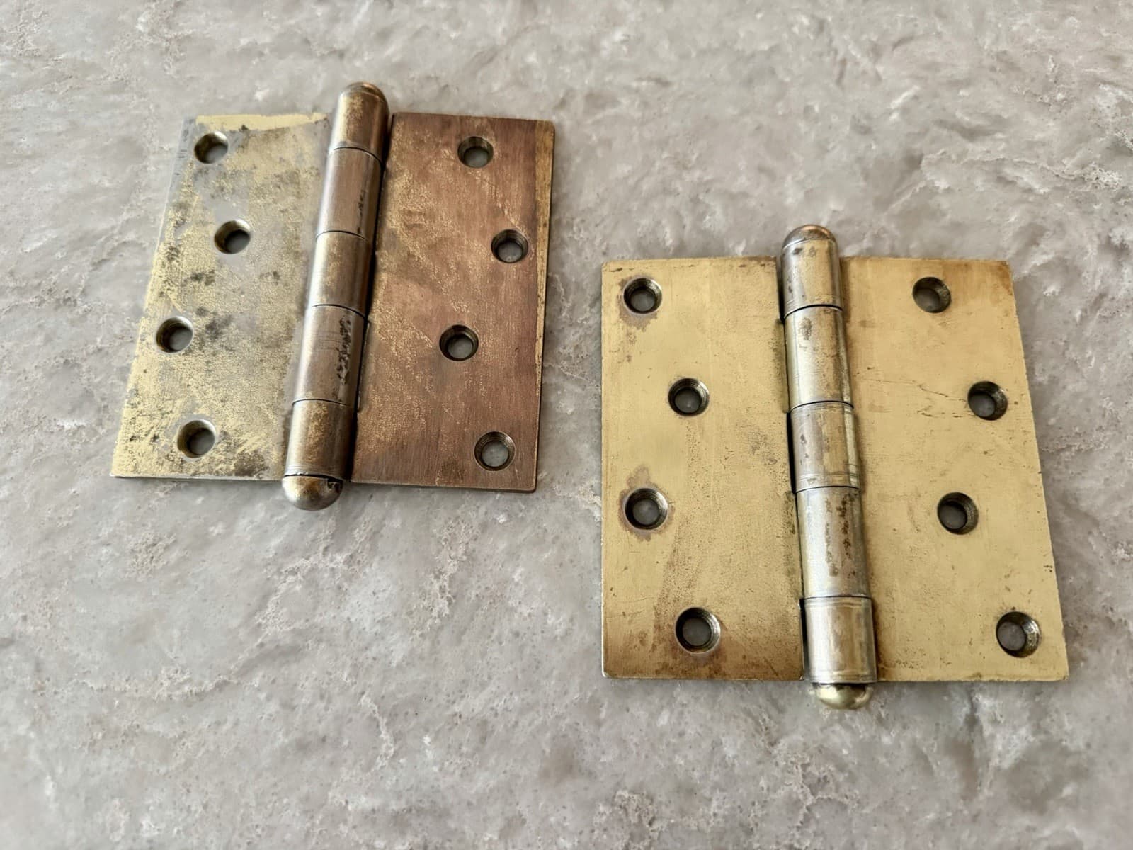 Stanley SW Sweetheart 4x4 Steel Door Hinges Pair Brass Wash Vintage USA