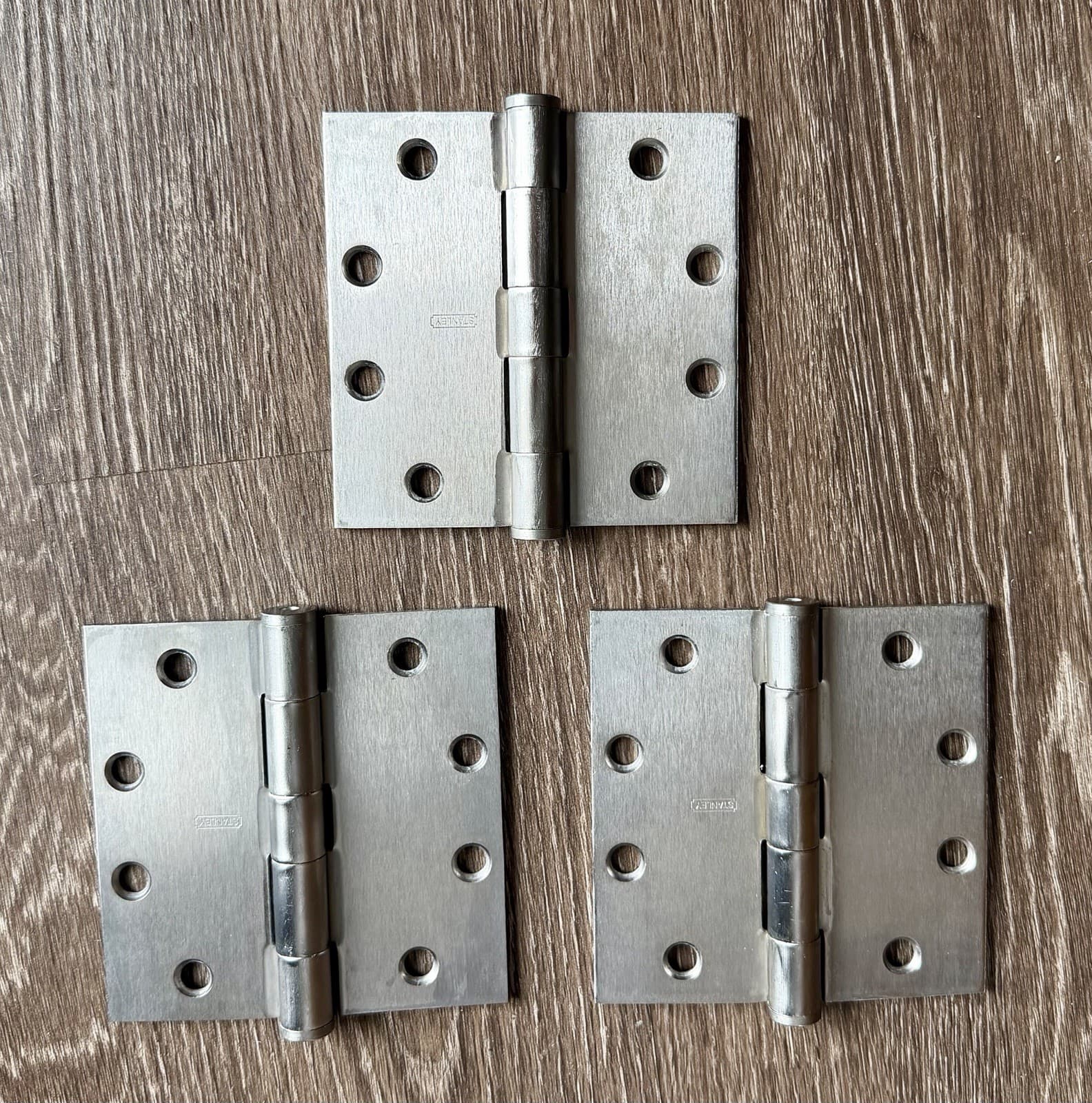Stanley F179 4.5 x 4.5 Steel Plain Bearing Door Hinges Set of 3 Satin Chrome