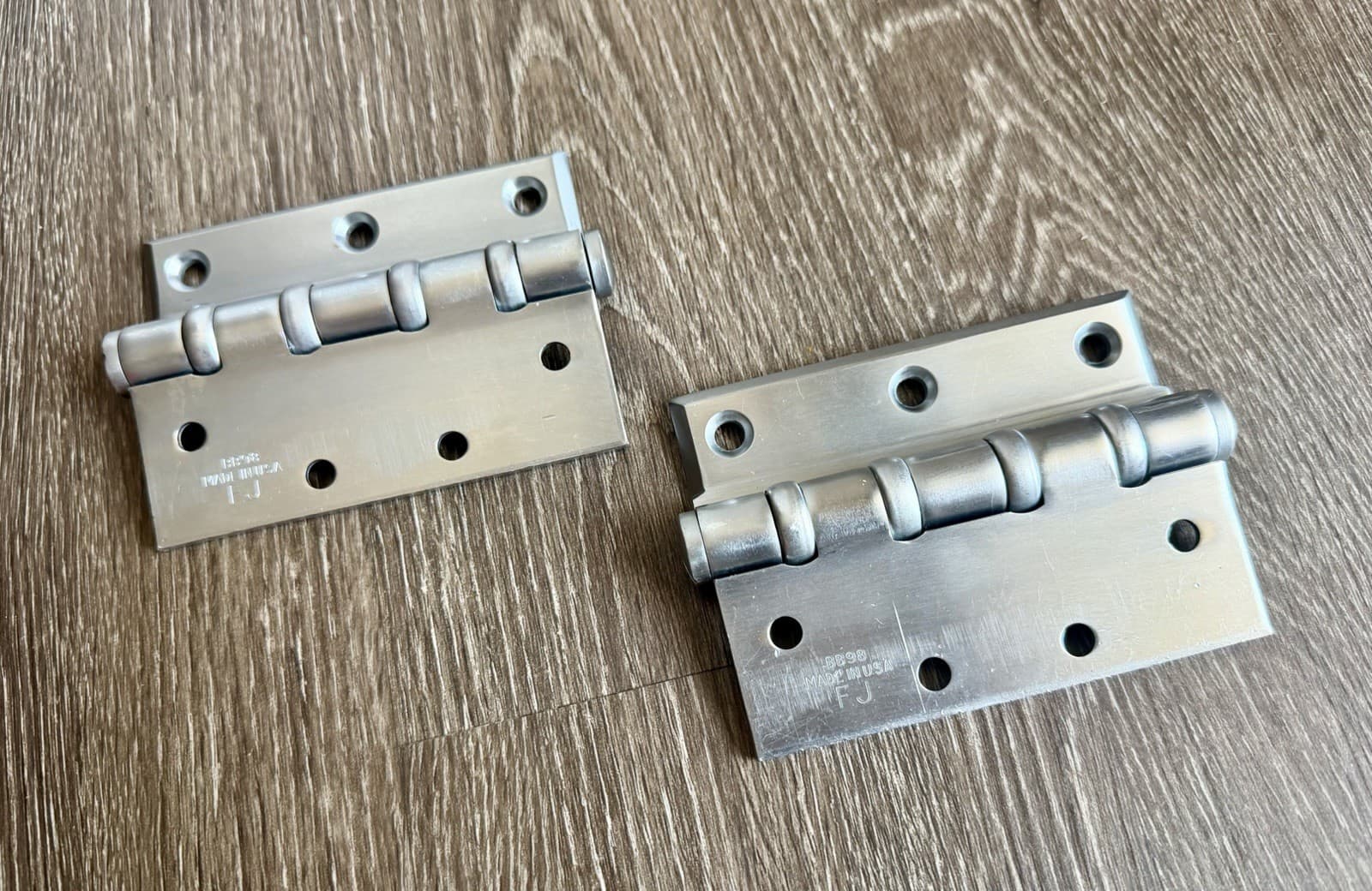 Pair Stanley BB98 Offset Door Hinges 3.5x4.5 Satin Nickel NOS USA