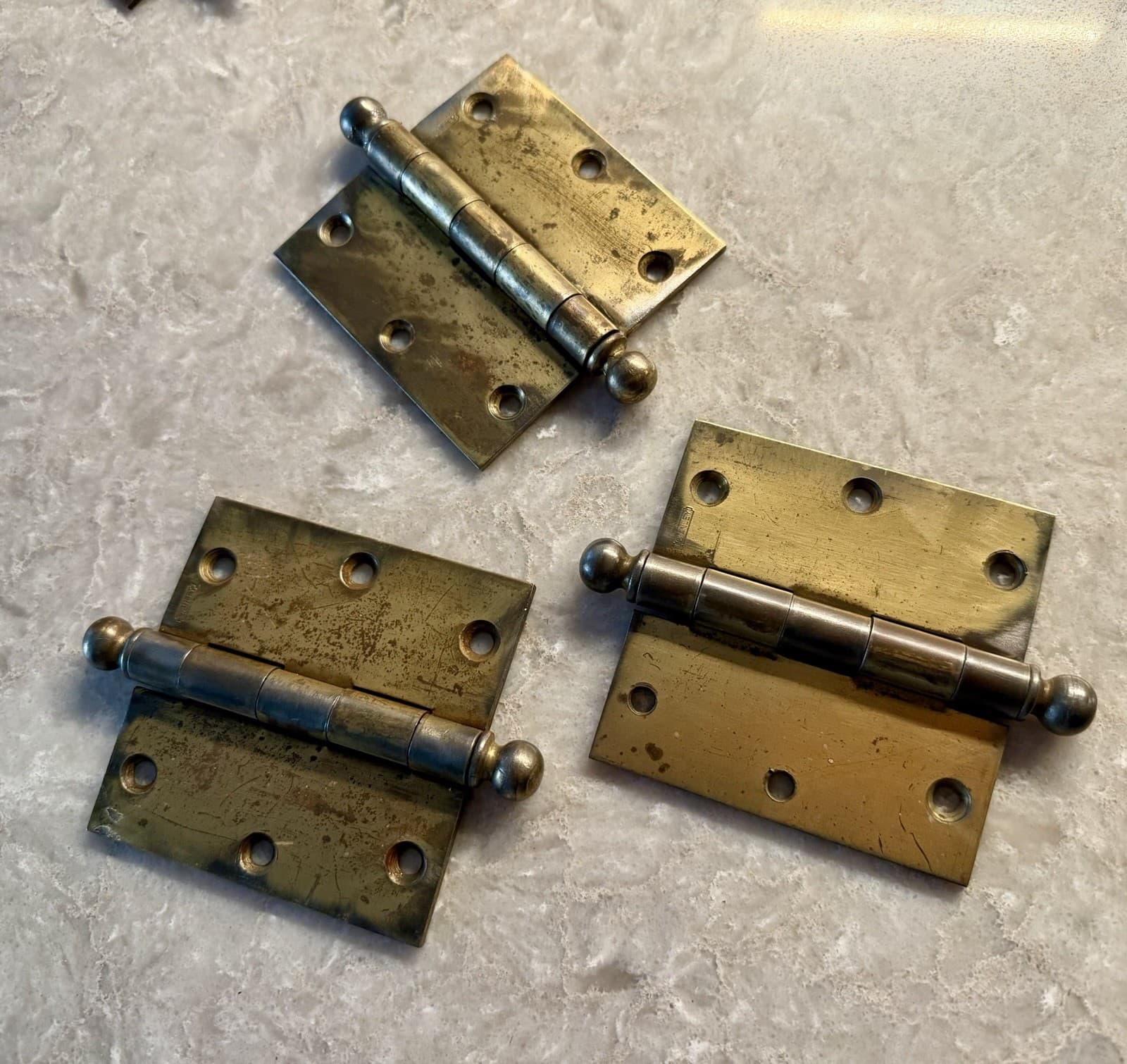 Stanley 3.5” Ball Tip Steel Door Hinges Pat 2154860 USA Set of 3