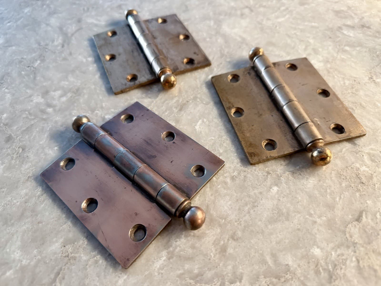 Stanley SW 3.5” Ball Tip Steel Door Hinges Vintage Set of 3 Sweetheart