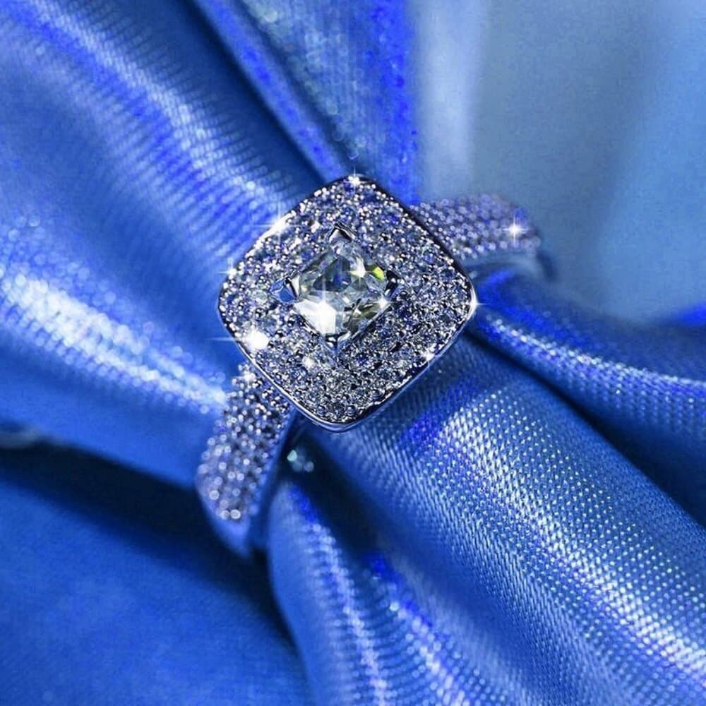 Julieta Princess 925 Sterling Silver Cubic Zirconia Ring Size 7 Gift Boxed