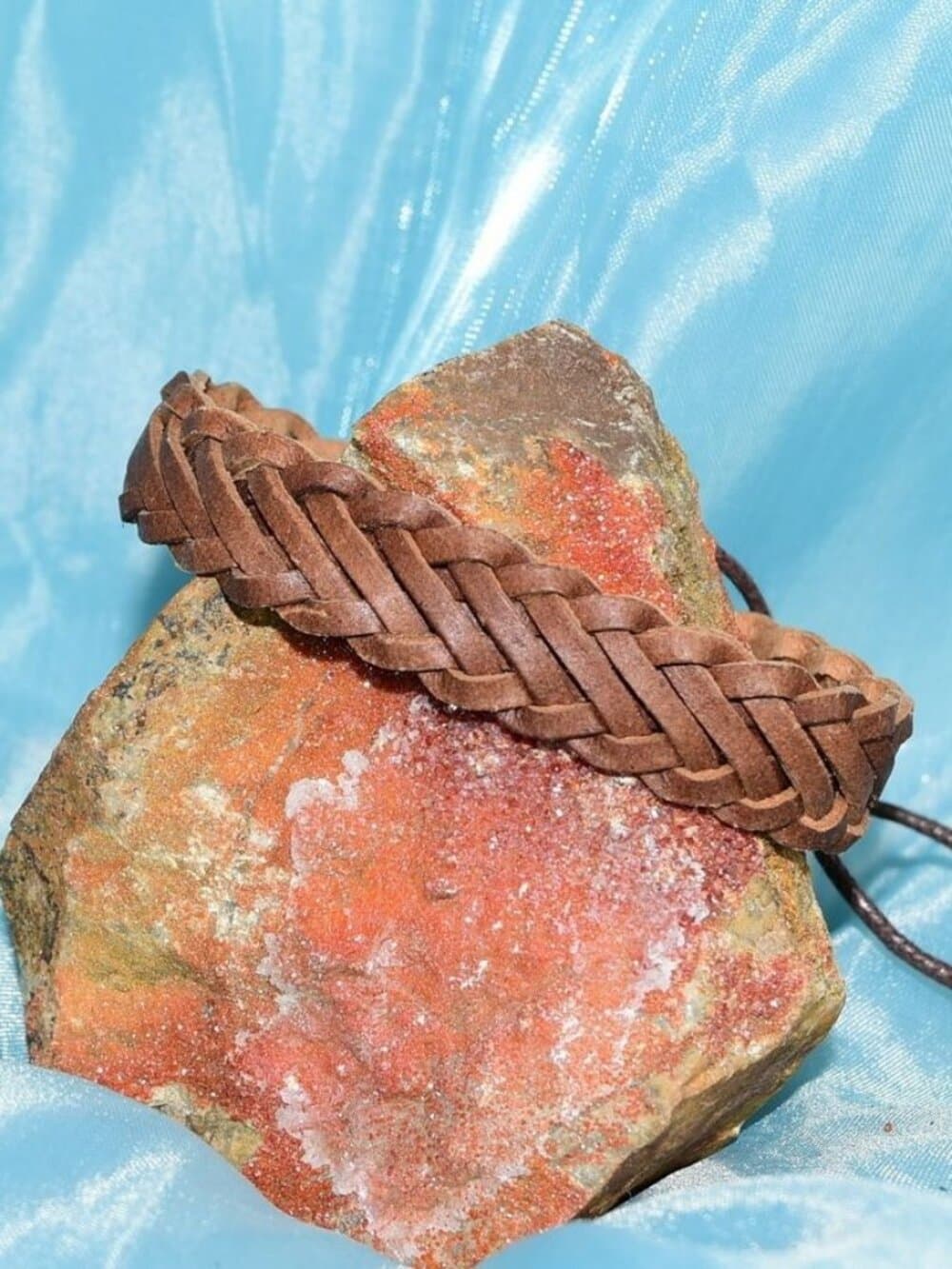 Delta Weathered Weaved Sliding Tie Leather Bracelet Tan Womens Gift Boxed