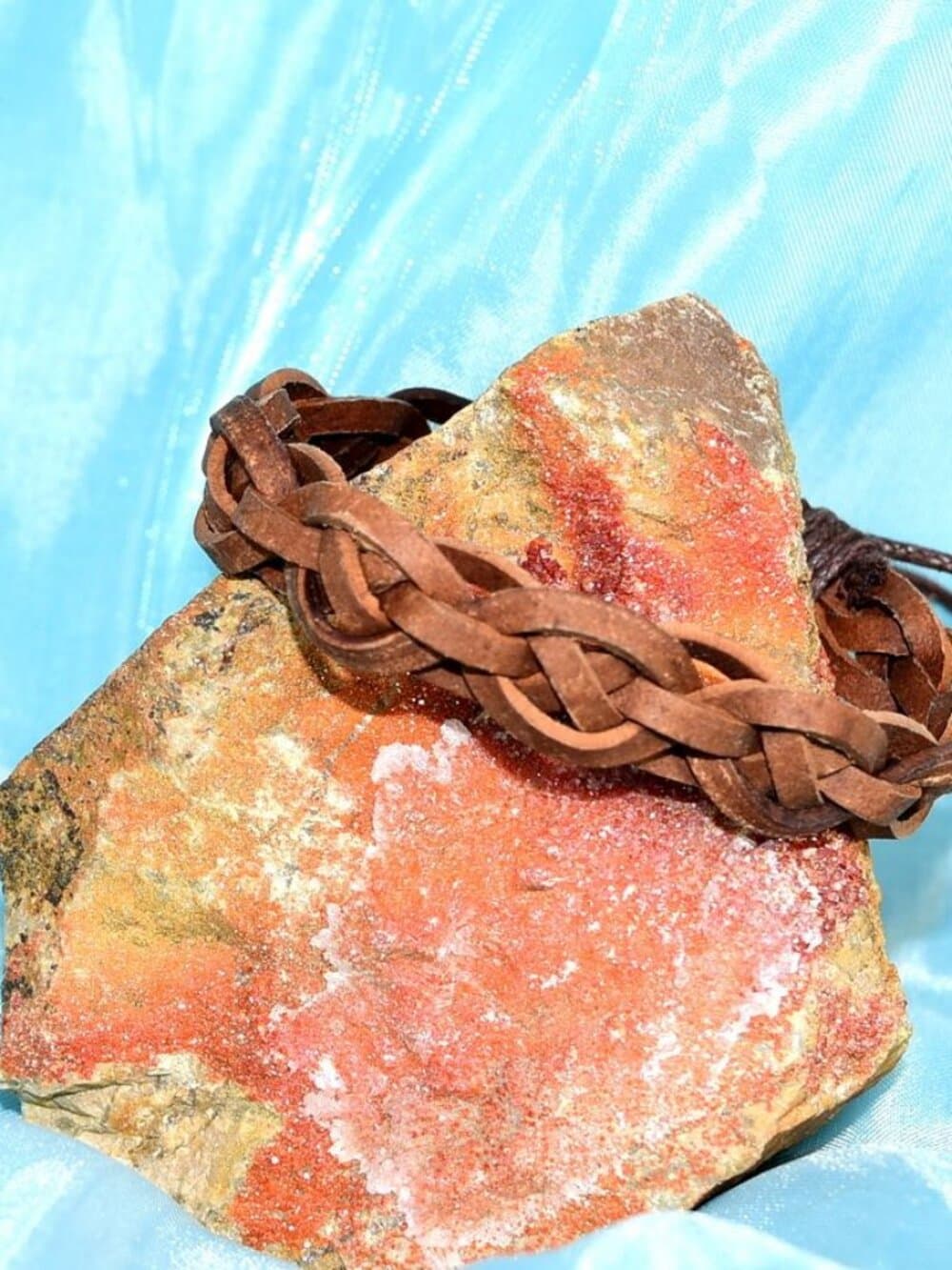 Weathered Celtic Braid Sliding Tie Leather Bracelet Rustic Brown Mens Gift Boxed