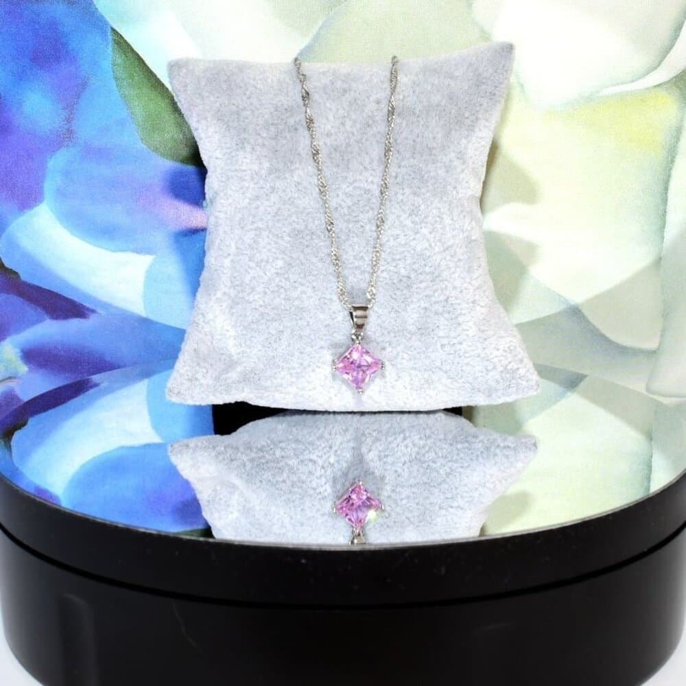 Mia Sincerity Simulated Pink Tourmaline 925 Sterling Silver Necklace Gift Boxed