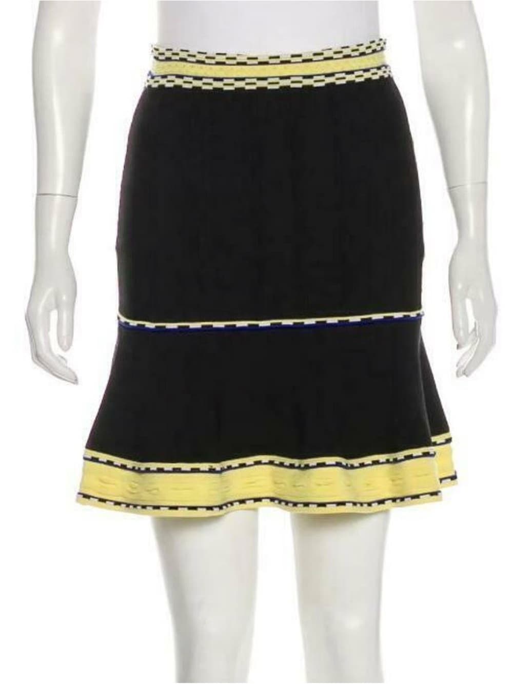 Sandro Black Mini Skirt with Yellow Trim