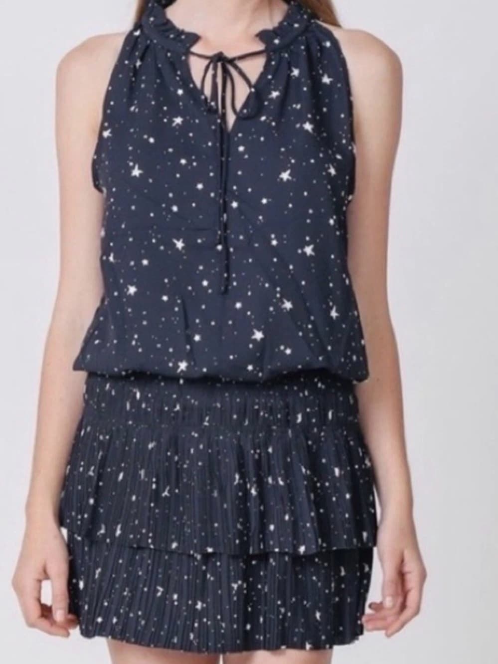 Current Air Black and White Star Halter Mini Dress