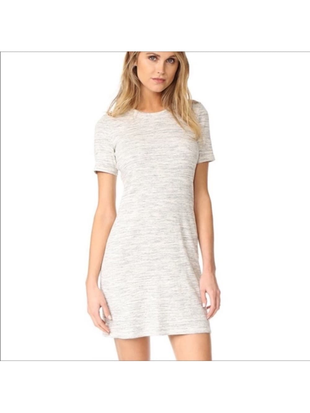 Theory Heathered Light Gray Short Sleeve Shift Dress