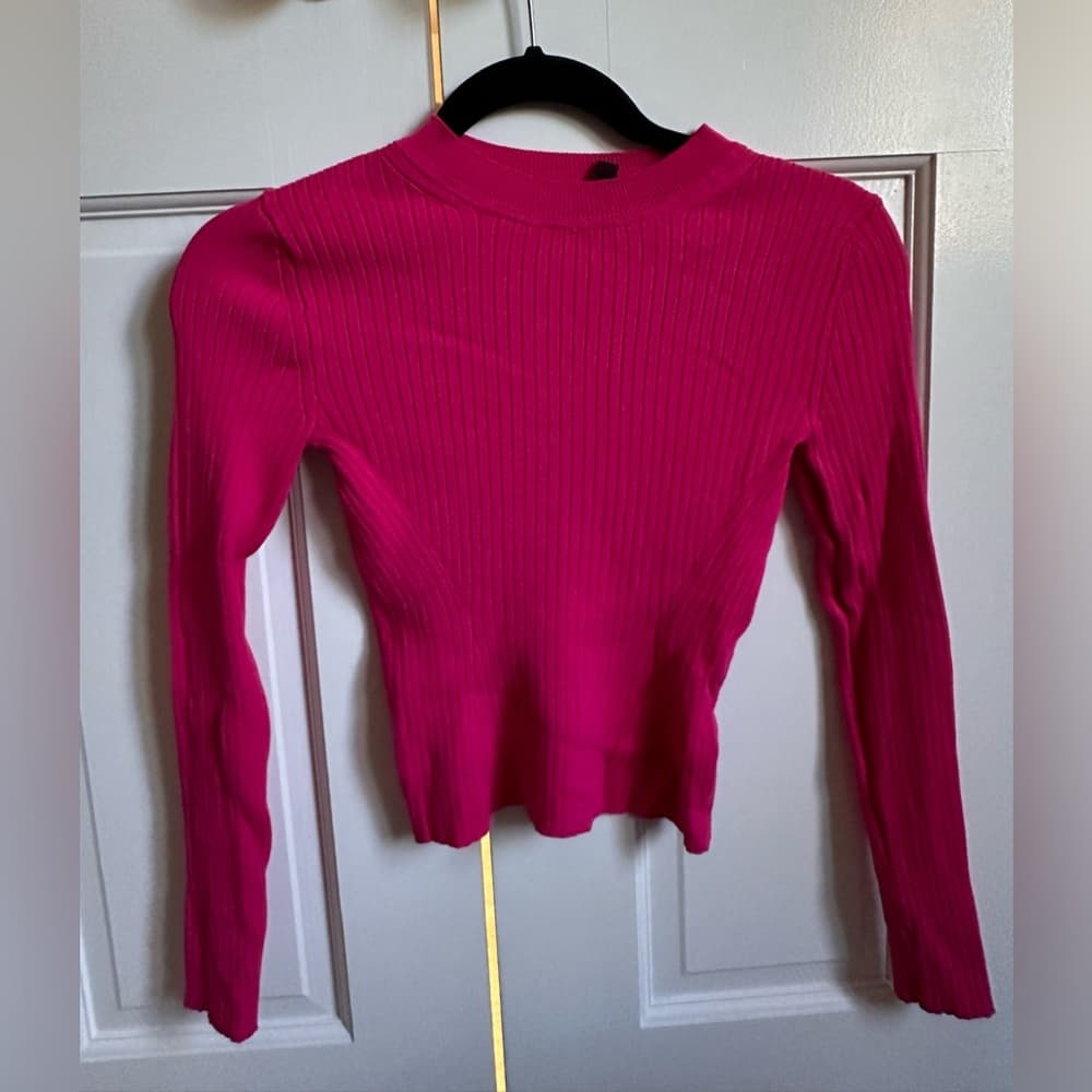 Ribbed Hot Pink Long Sleeve