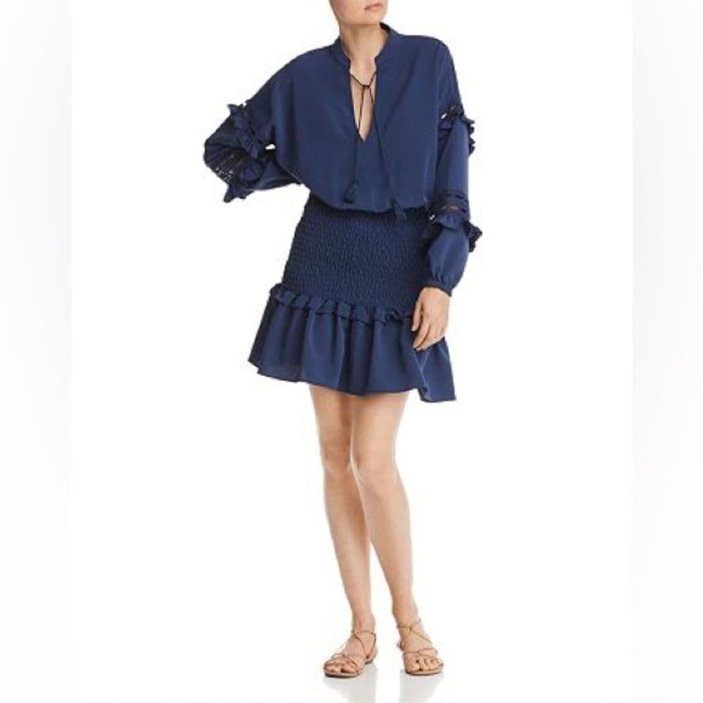 AQUA Smocked-Waist Flounced Dress