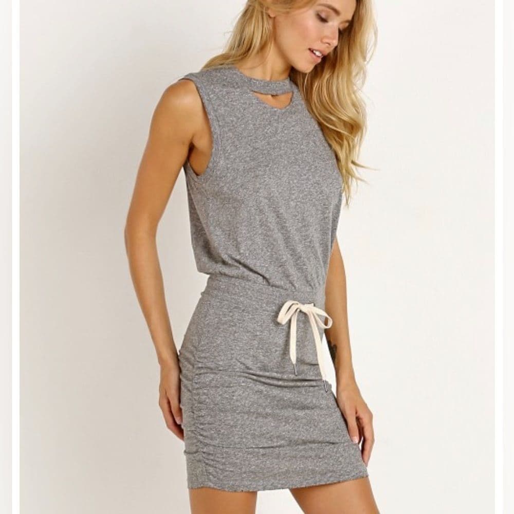 Gary sleeveless dress with ruched siding