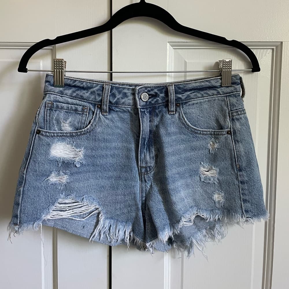 PacSun Blue High Waisted Denim Festival Shorts