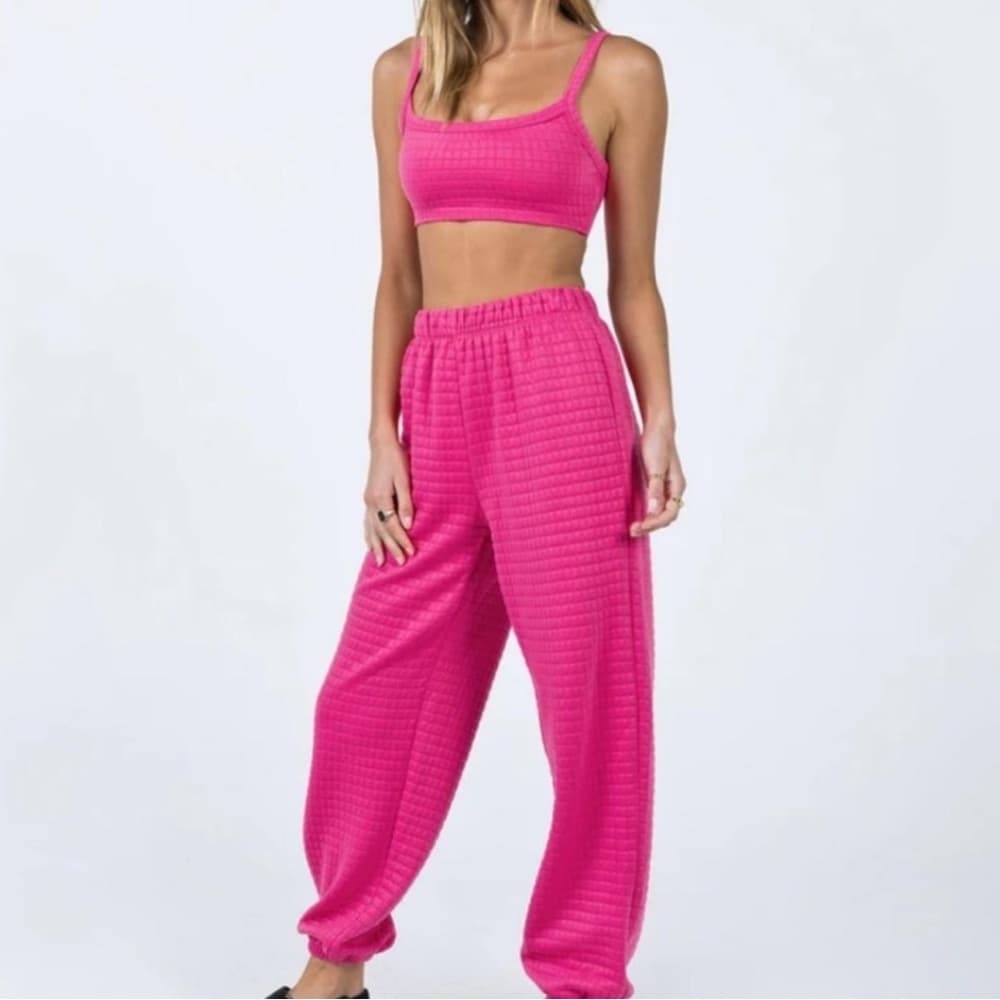 Princess Polly Women's Pink Waffle Knit Bottoms Set