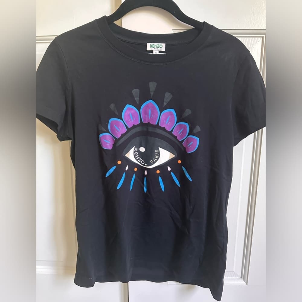 Kenzo Black Cotton Eye Printed T-Shirt