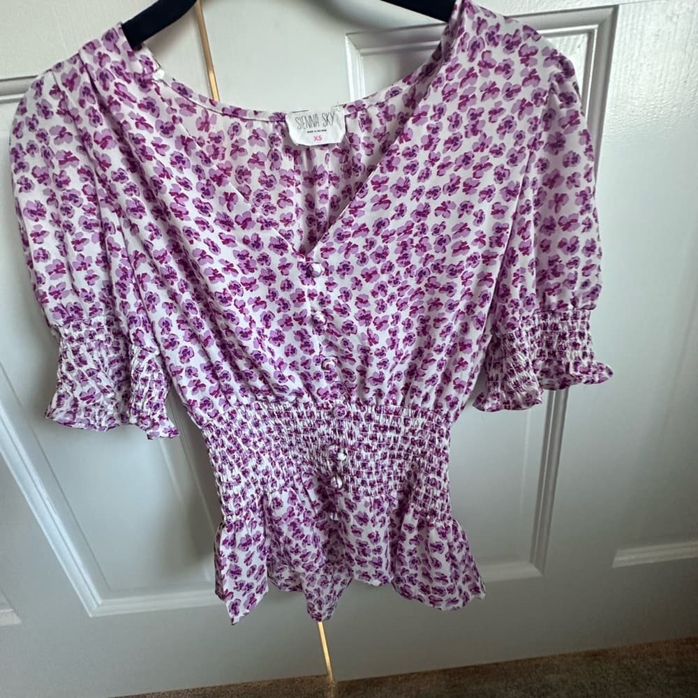 Sienna Sky Pink and Purple Floral Blouse XS