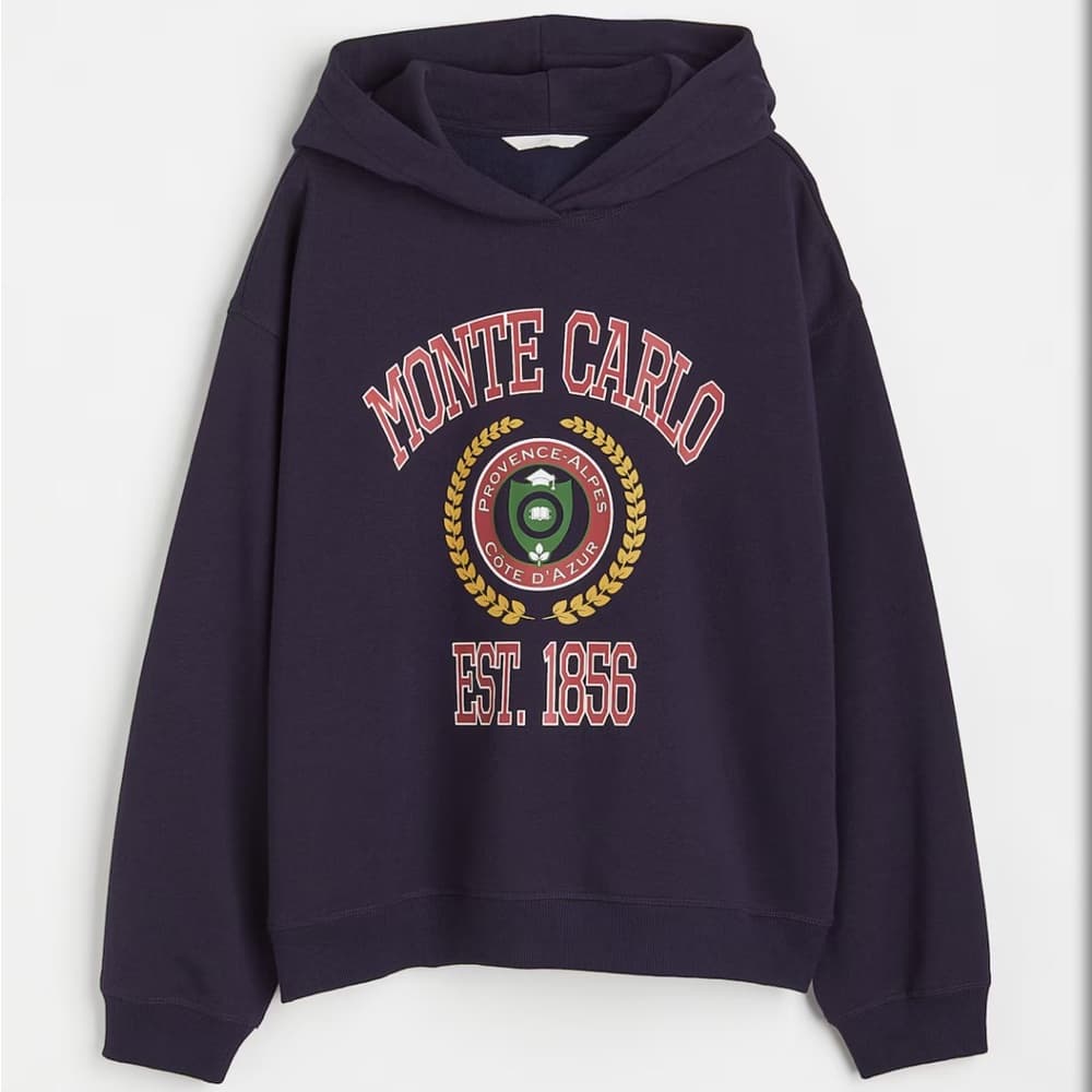 H&M Monte Carlo Printed Hoodie Sweatshirt