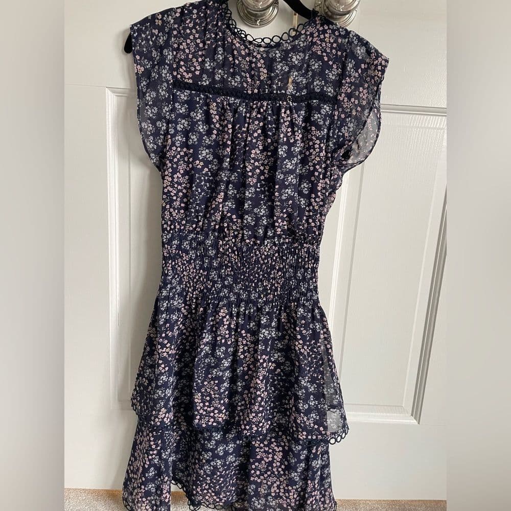 Aqua floral smocked mini dress