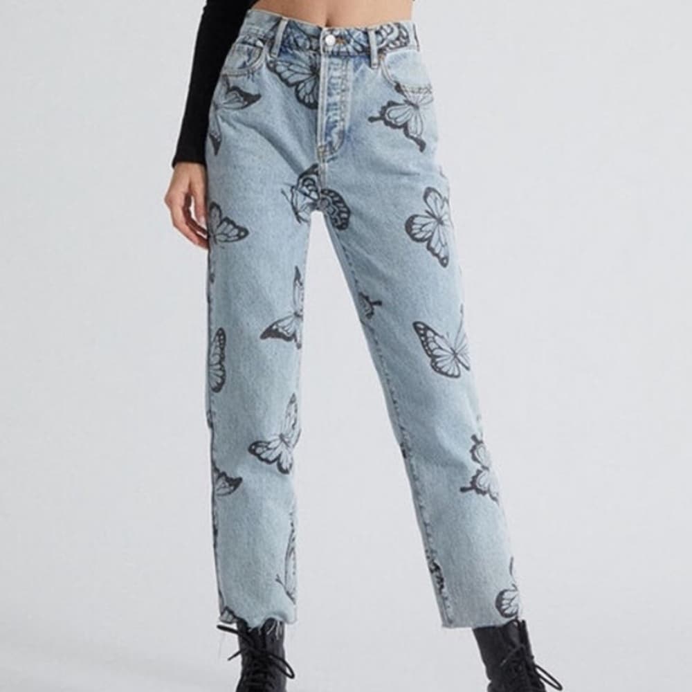 Pacsun eco butterfly high waisted straight leg jeans size 25