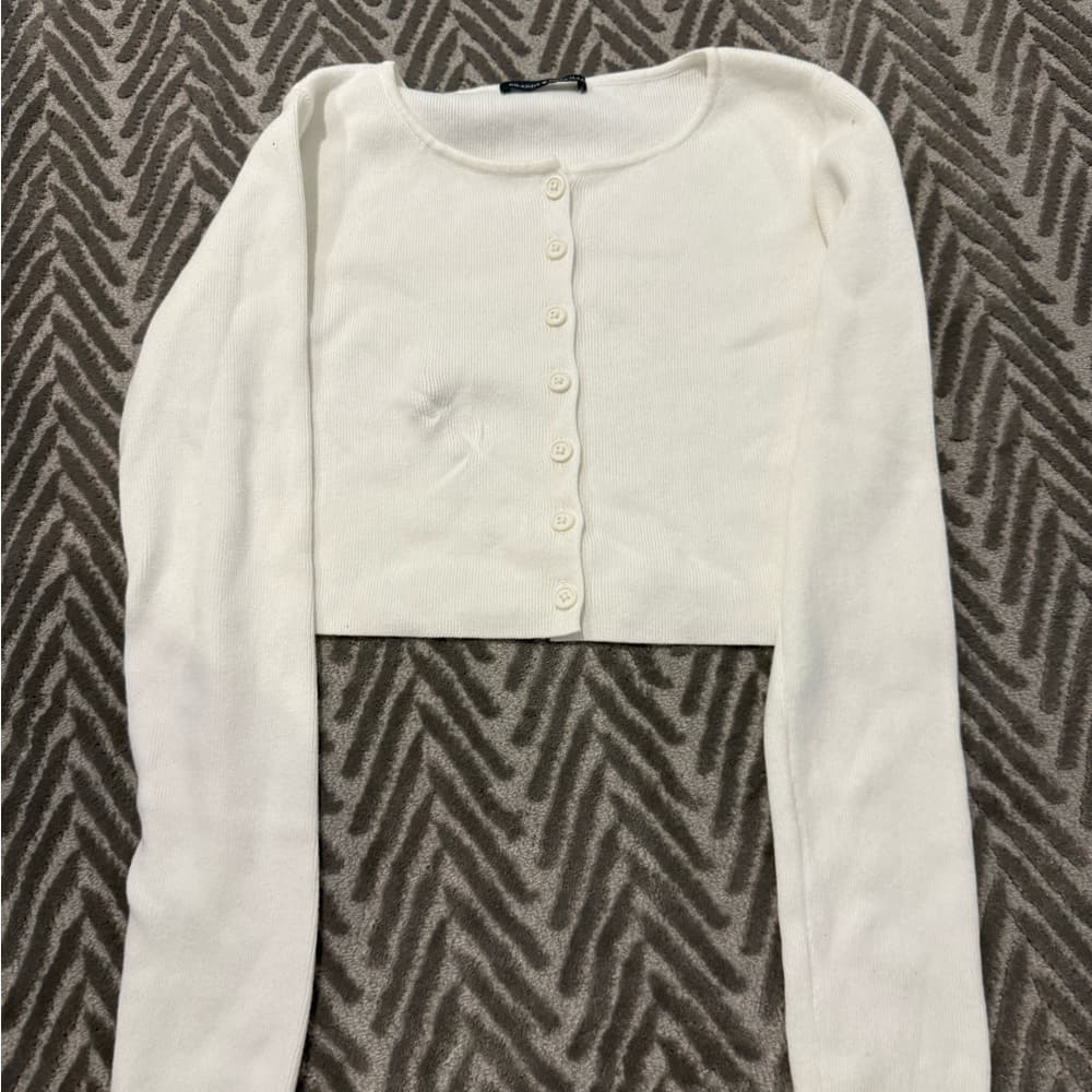 Brandy Melville Cream Cropped Button-Front Cardigan