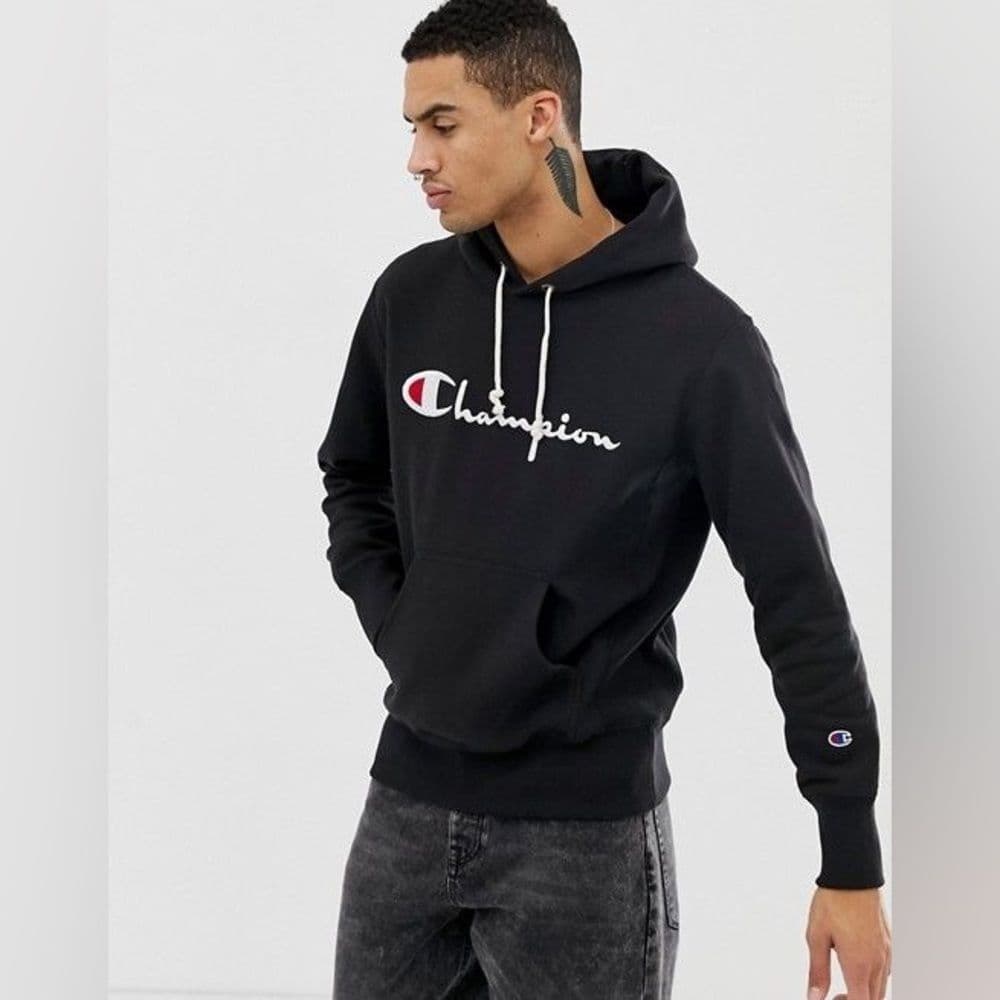 Champion Black Logo Hoodie