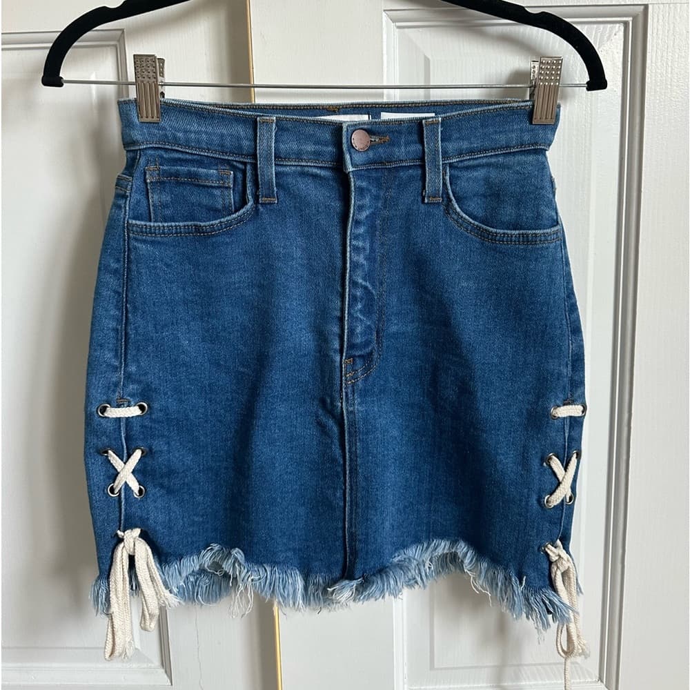 Mini Denim Skirt with Side Tie Detail
