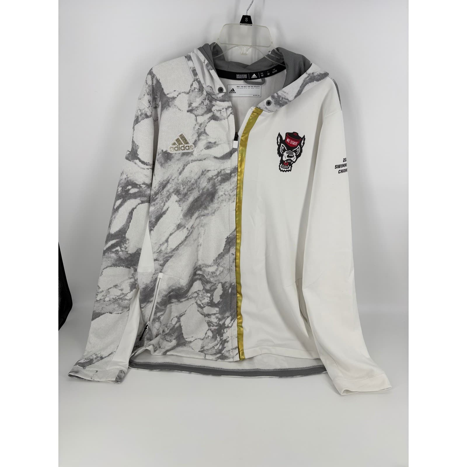 Adidas NC State Wolfpack Marble Gold Trim Full Zip Hoodie Jacket XLT