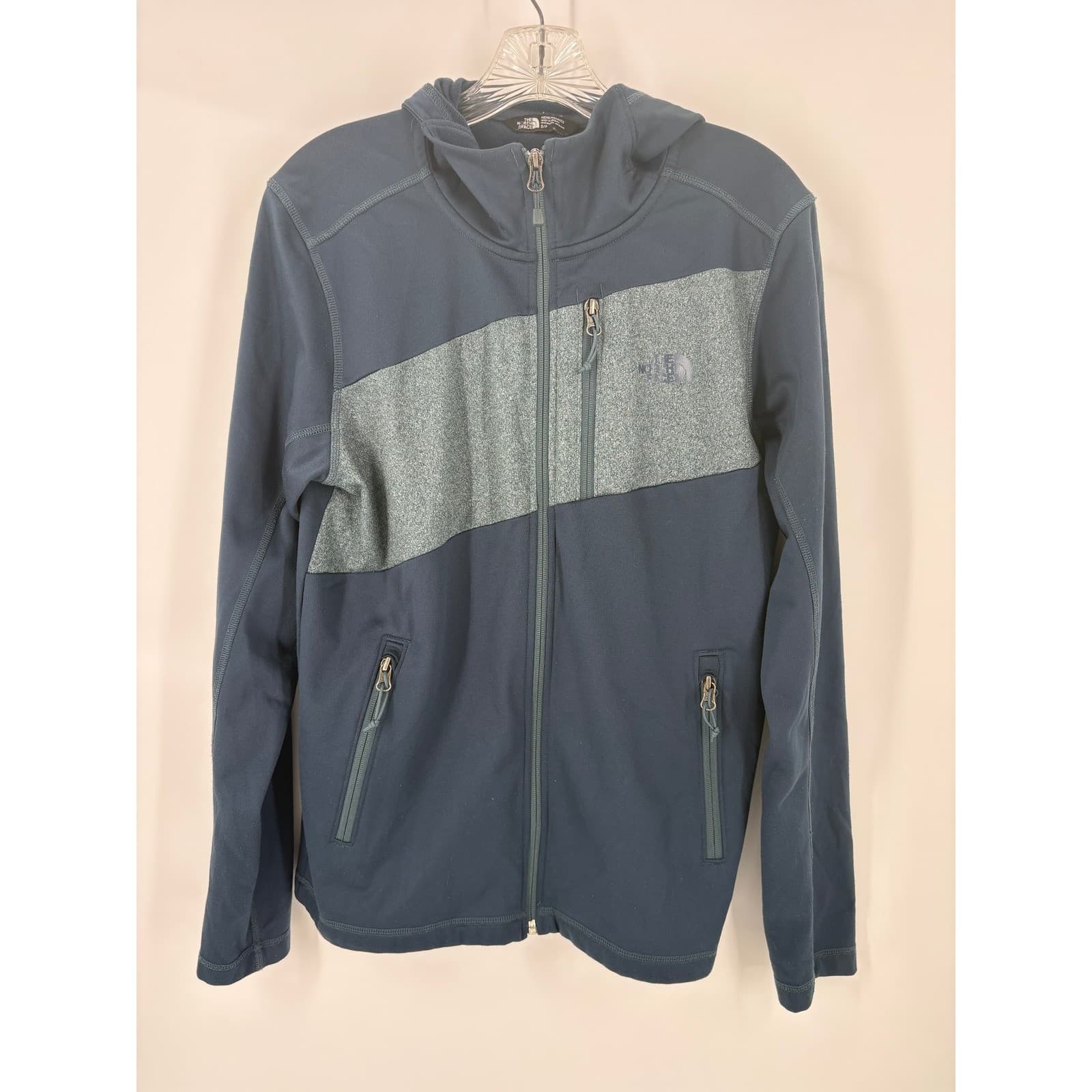 The North Face Mens Fleece Full Zip Hoodie Jacket Navy Blue Heathered Size S P