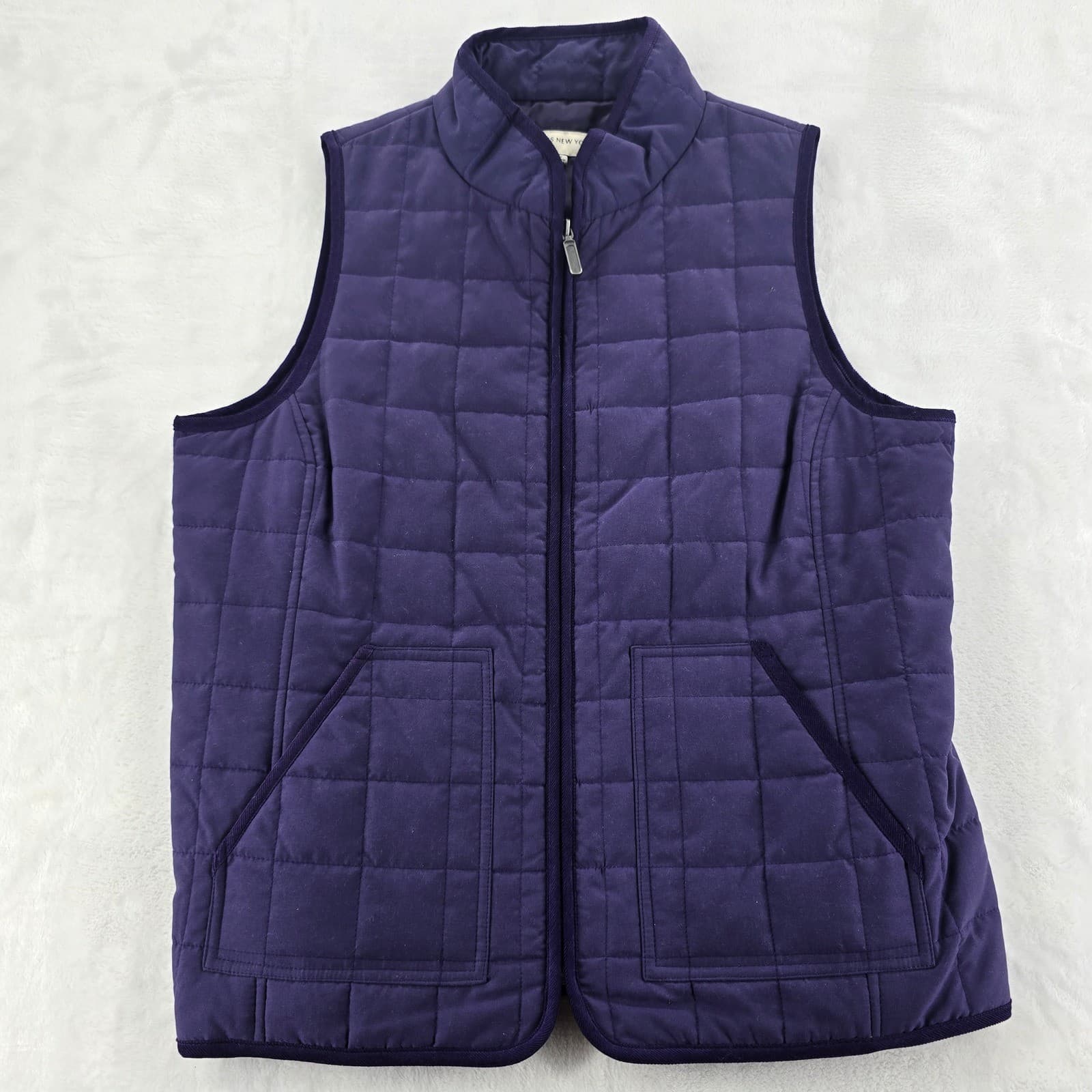 Jones New York Vest Womens M Vest Purple Quilted Full Zip Mock Neck Pocket