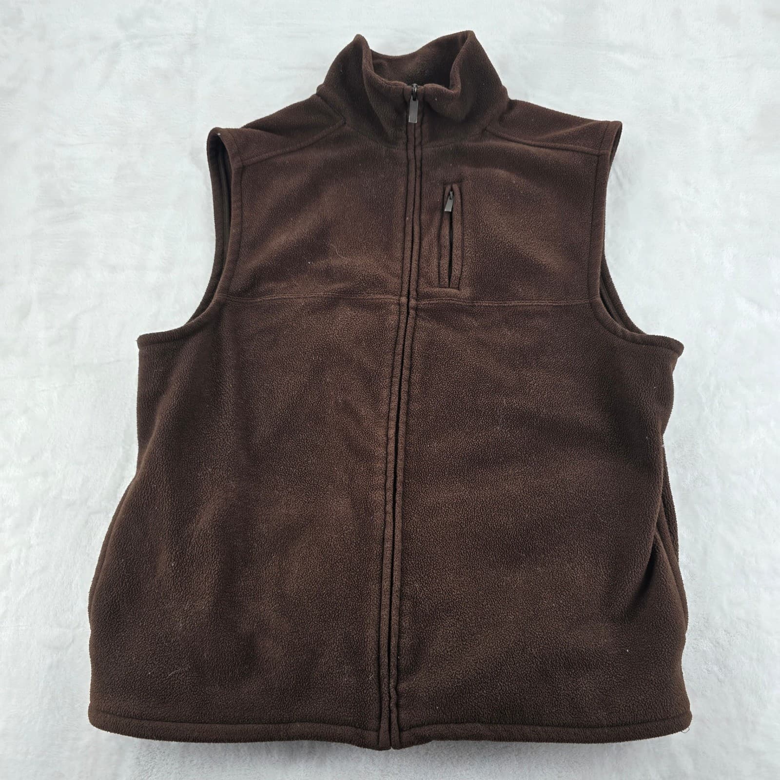 Roundtree & Yorke Vest Womens L Vest Brown Fleece Full Zip Sleeveless Jacket