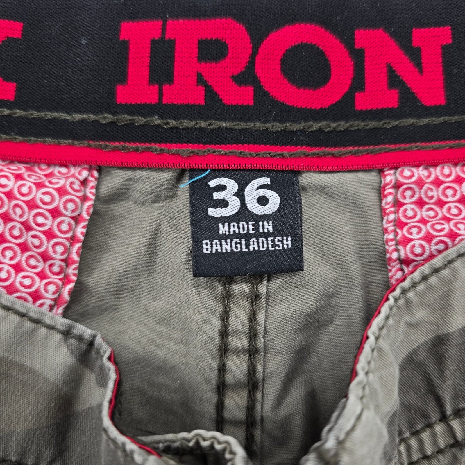 Black Iron Cargo Shorts Mens 36 Cargo Shorts Canteen Camo 1470742S Stretch Green