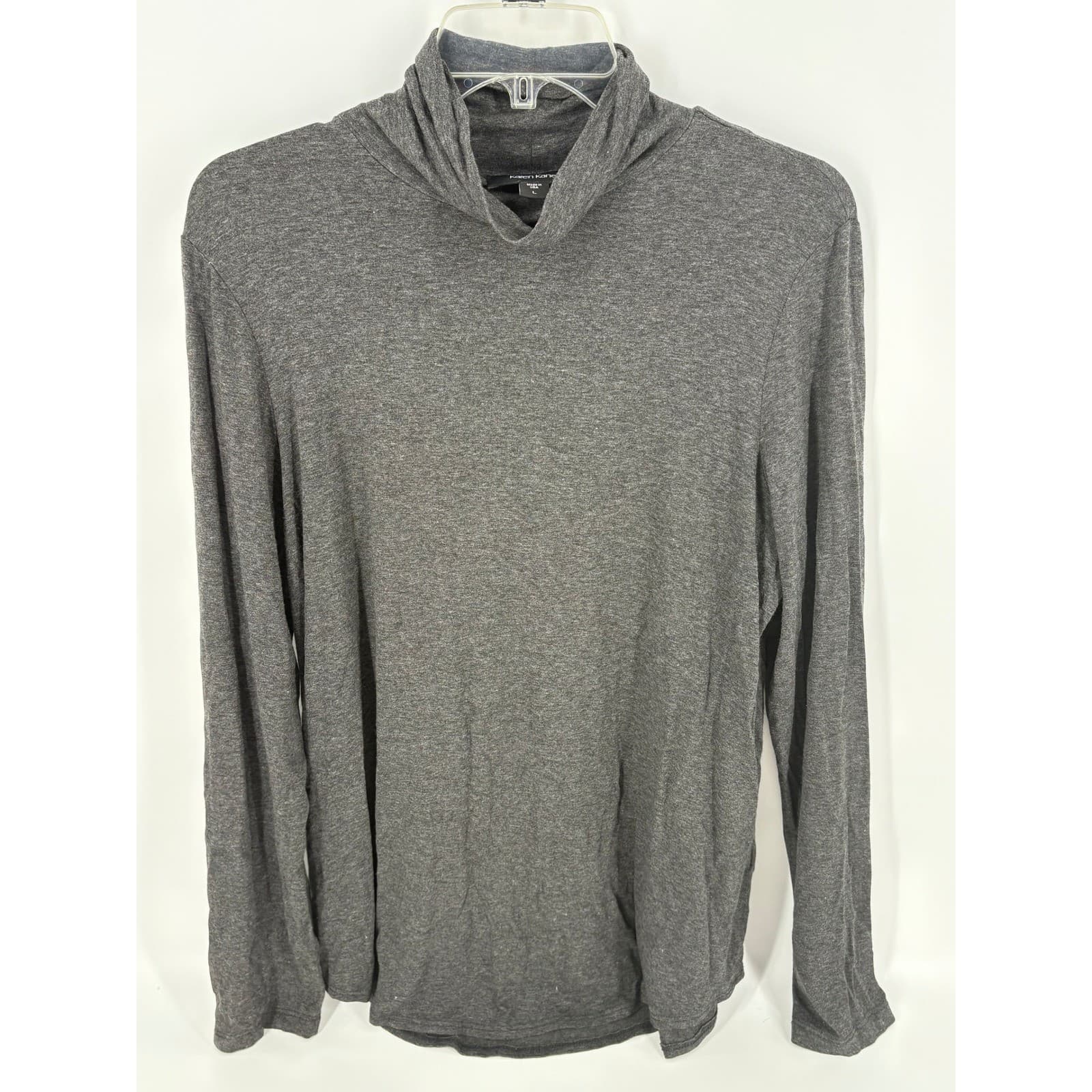 Karen Kane Women's Gray Long Sleeve Turtleneck Top Made in USA Size L