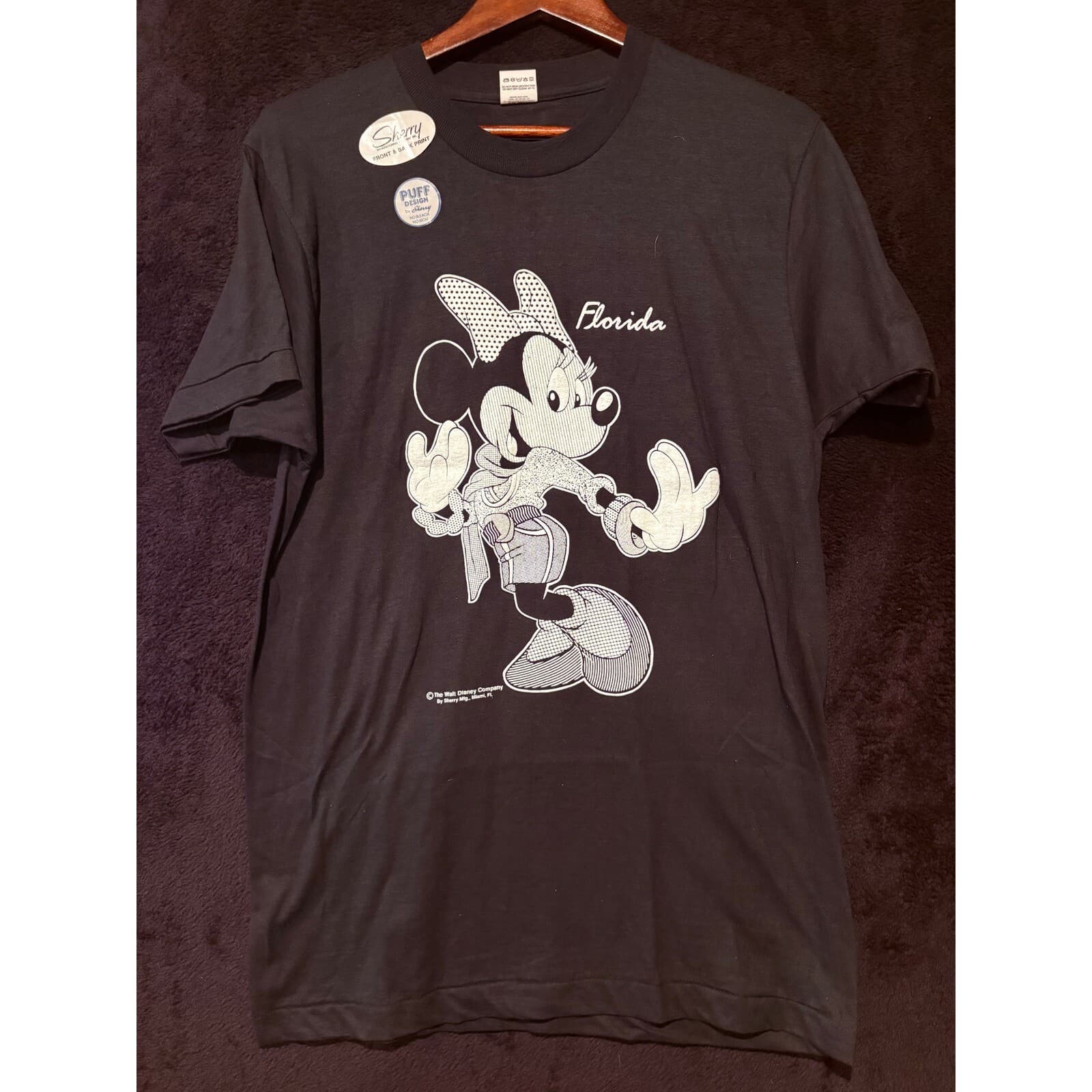 Vintage Minnie Mouse Florida T-Shirt Puff Print Fruit of the Loom L