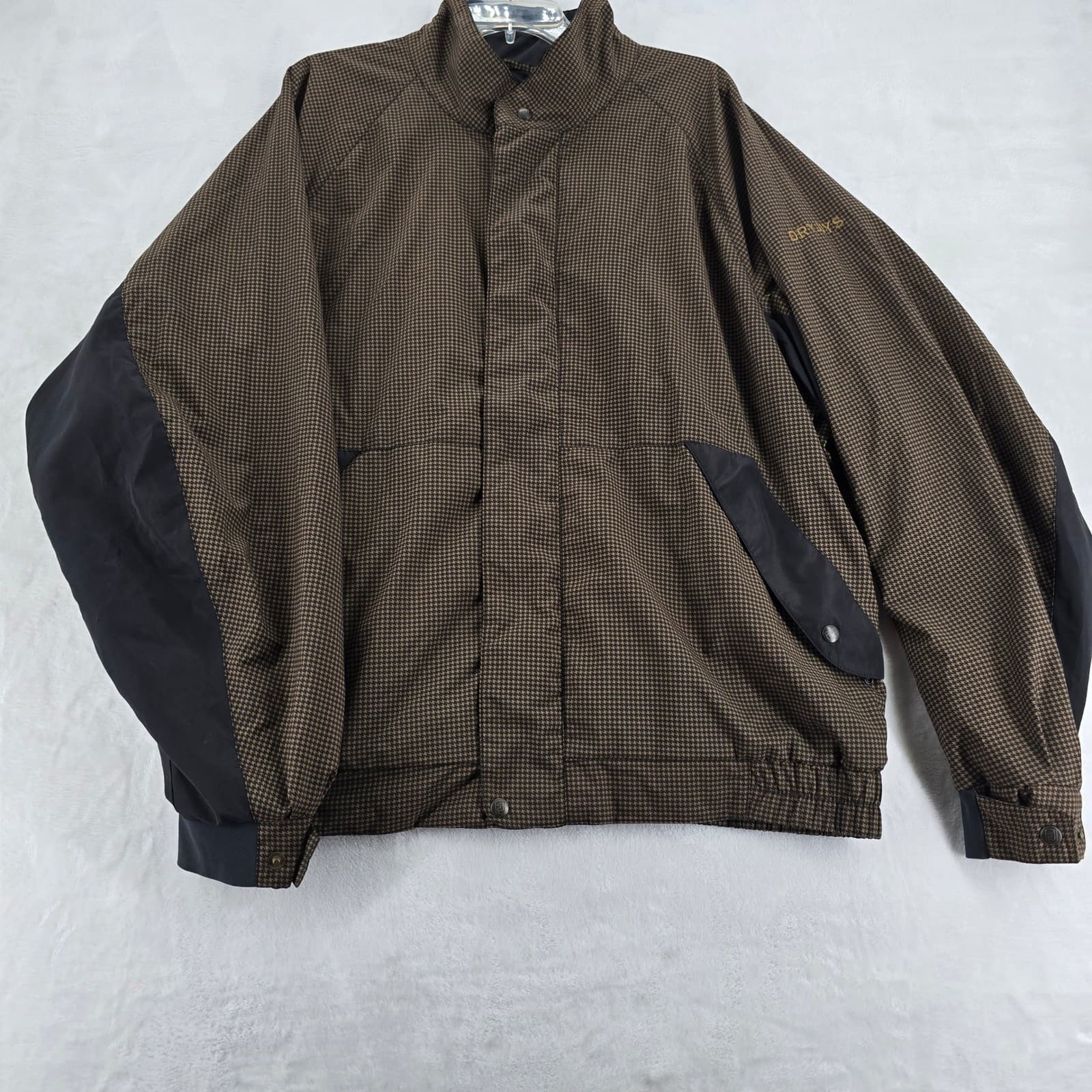 FootJoy DryJoys Jacket Mens XL Golf Jacket Brown Houndstooth Full Zip Rain Coat