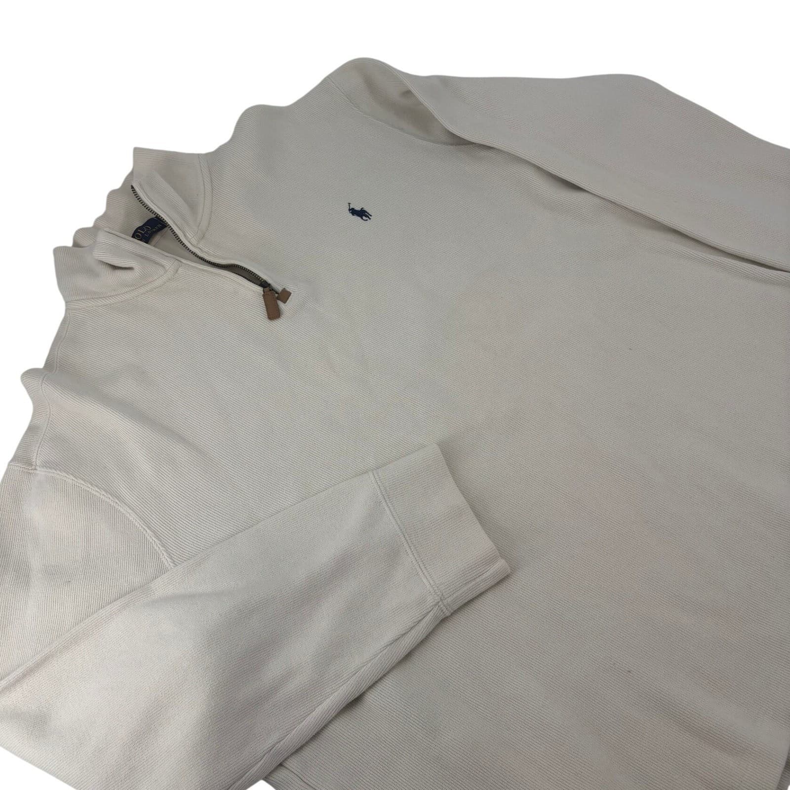 Polo Ralph Lauren Pullover Womens XL Sweater Cream Quarter Zip Ribbed Cotton