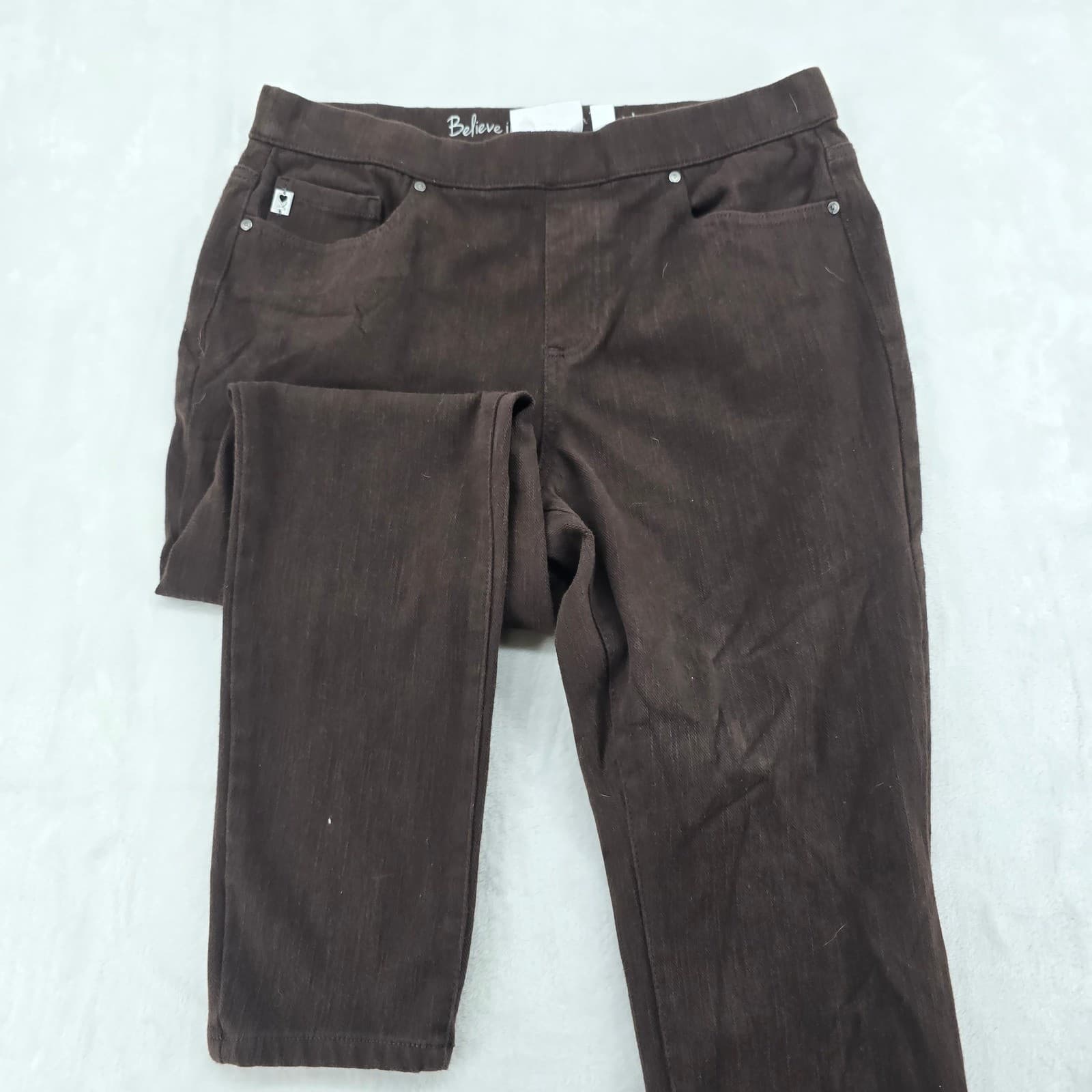Belle by Kim Gravel Leggings Womens 10P Leggings Brown TripleLuxe Pull-On Knit