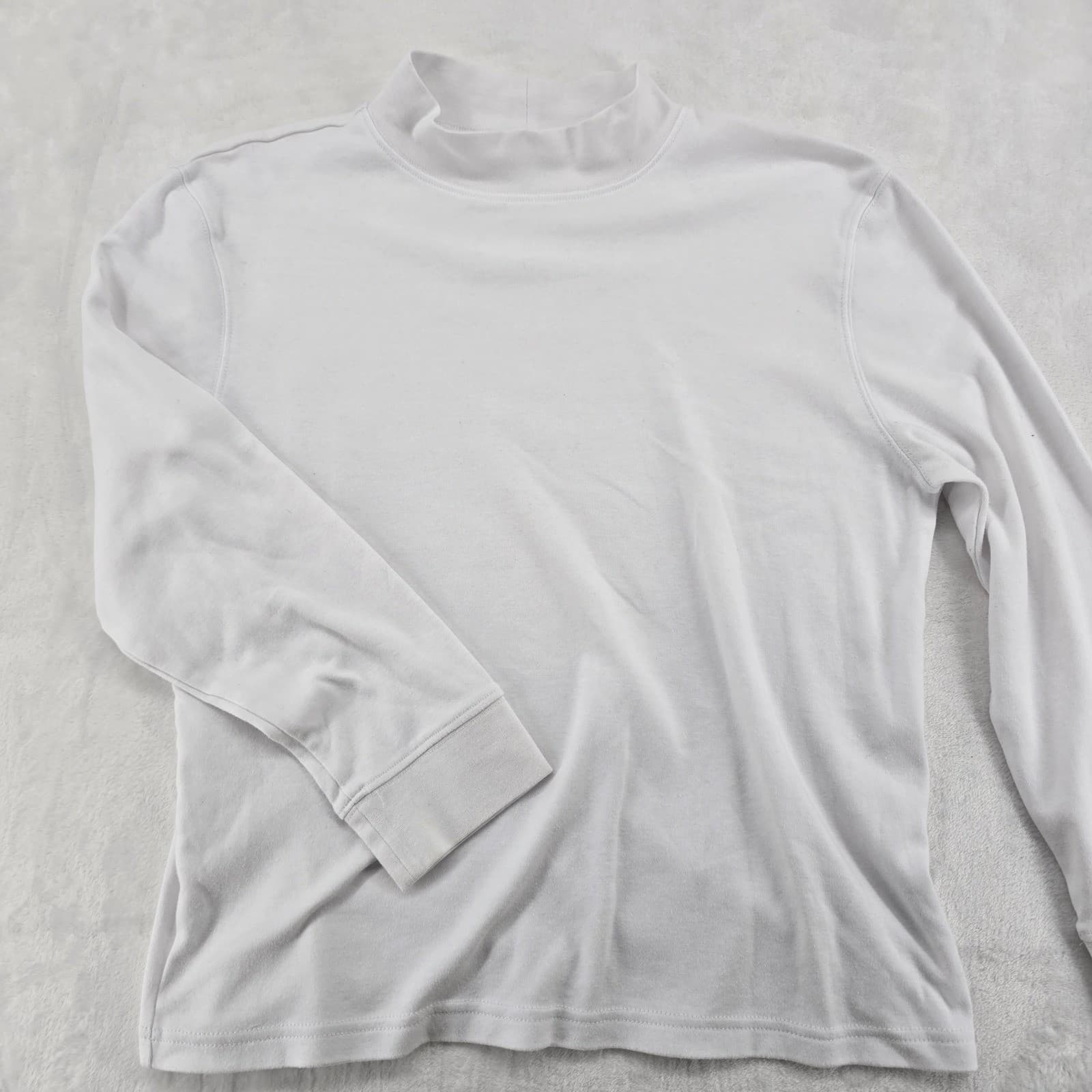 Speculation Top Womens L Mock Neck White Long Sleeve Cotton Blend Basic 6780