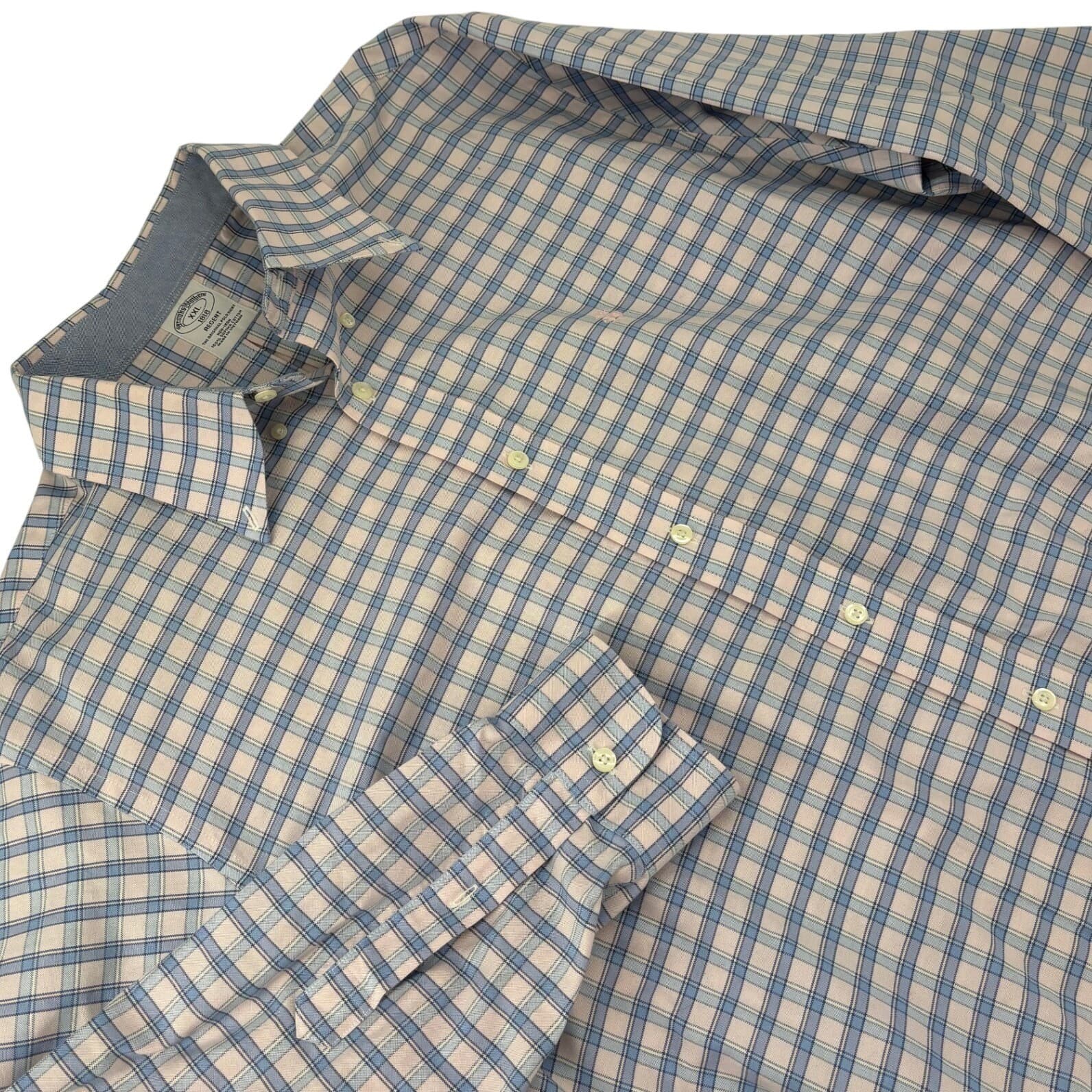 Brooks Brothers 1818 Regent Original Polo Shirt Plaid XXL Blue Pink Mens